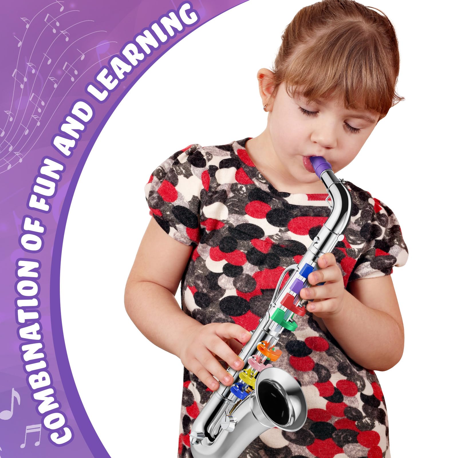 Lewtemi Gold Trumpet Musical Instruments Toy for Kid Toddler Fake Plastic Preschool Music Toy Gift Non-Professional Wind Instrument Early Educational Teaching Songs Gifts for Toddlers Children