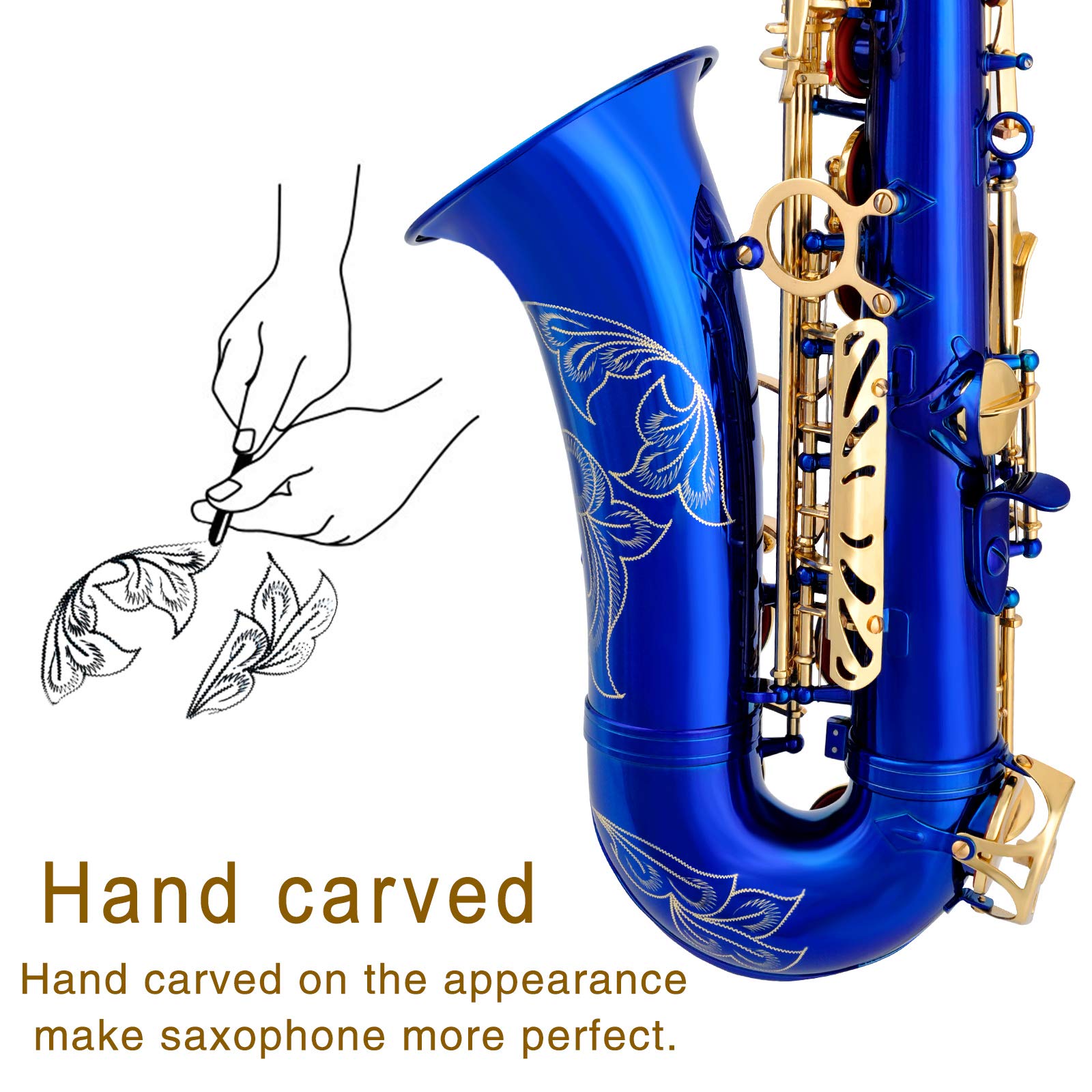 EASTROCK Black/Golden Alto Saxophone E Flat Sax Full Kit for Students Beginner with Carrying Case,Mouthpiece,Mouthpiece Cushion Pads,Cleaning Cloth&Cleaning Rod,White Gloves,Neck Strap