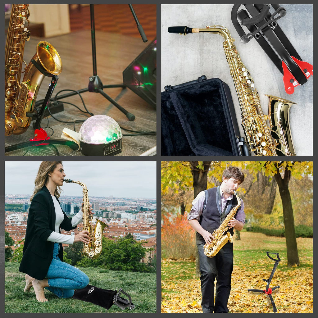 EASTROCK Alto&Tenor Saxophone Wall Stand Saxophone Wall Mount Saxophone Holder Rack (Saxophone Wall Stand), Black