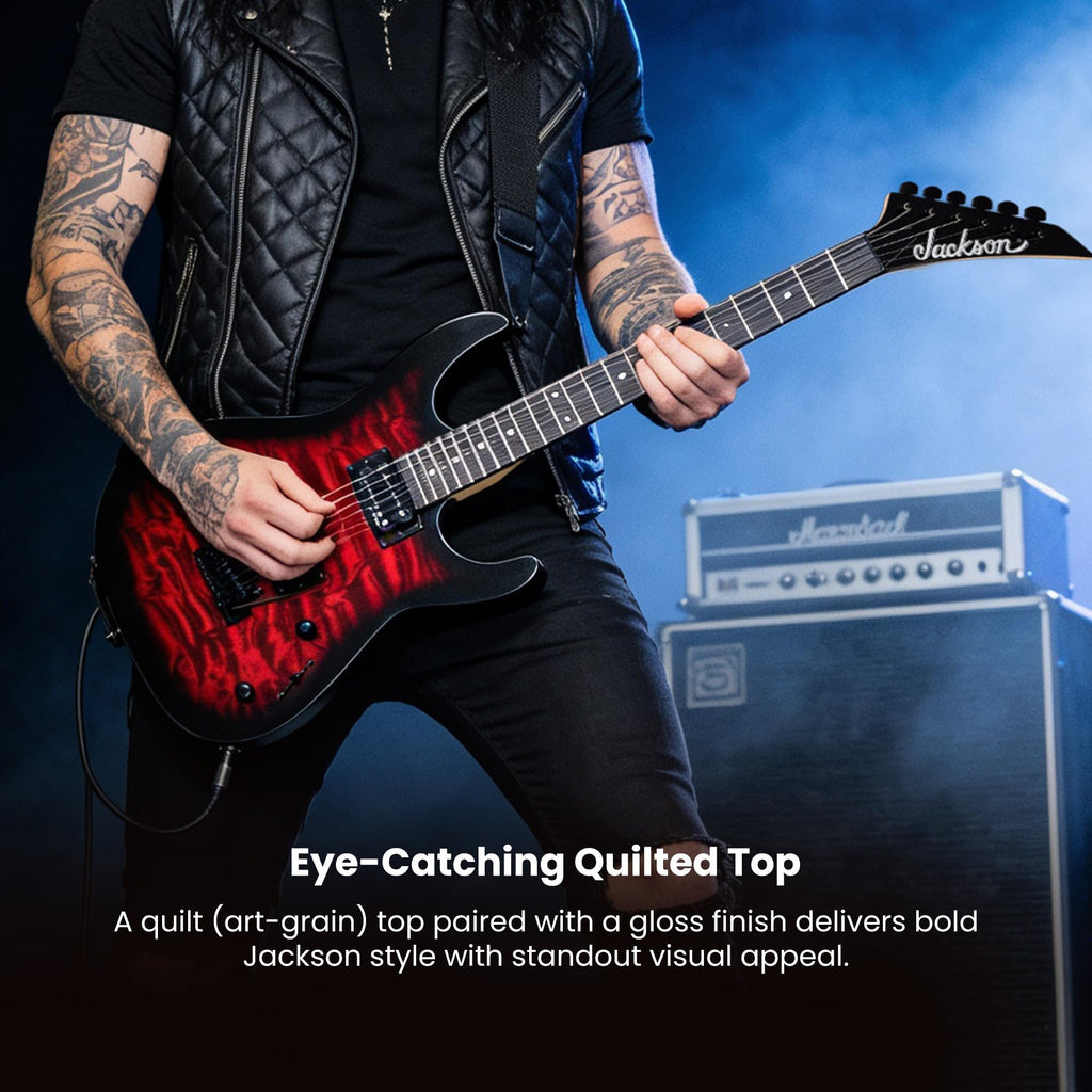 Jackson JS Series Dinky JS11 Electric Guitar - Metallic Red Bundle with Cable, Tuner, Strap, Picks, and Austin Bazaar Instructional DVD