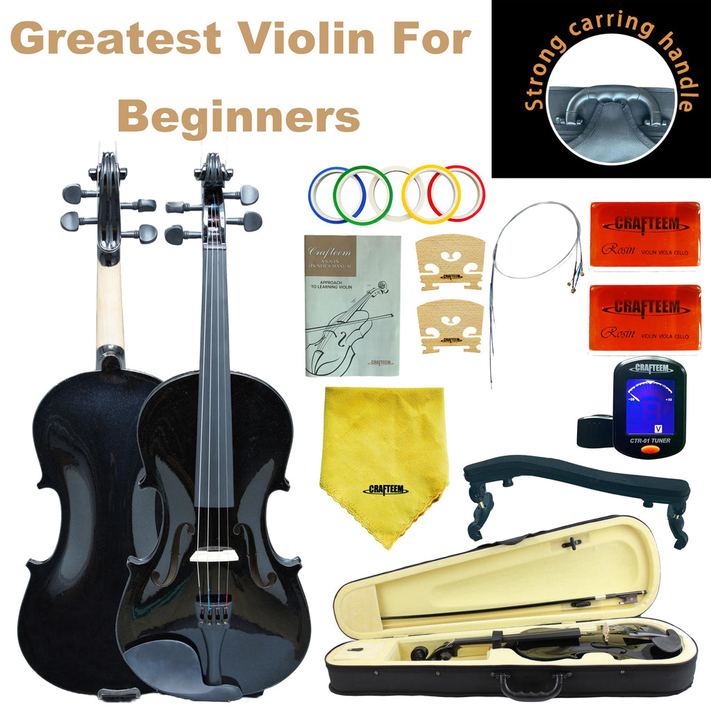 Crafteem Spruce and Maple Solid Wood Violin Outfit for Beginner Kids & Adults -Craft Your Perfect Sound and Begin Your Musical Journey with Confidence. (Glossy Antique, 1/2)