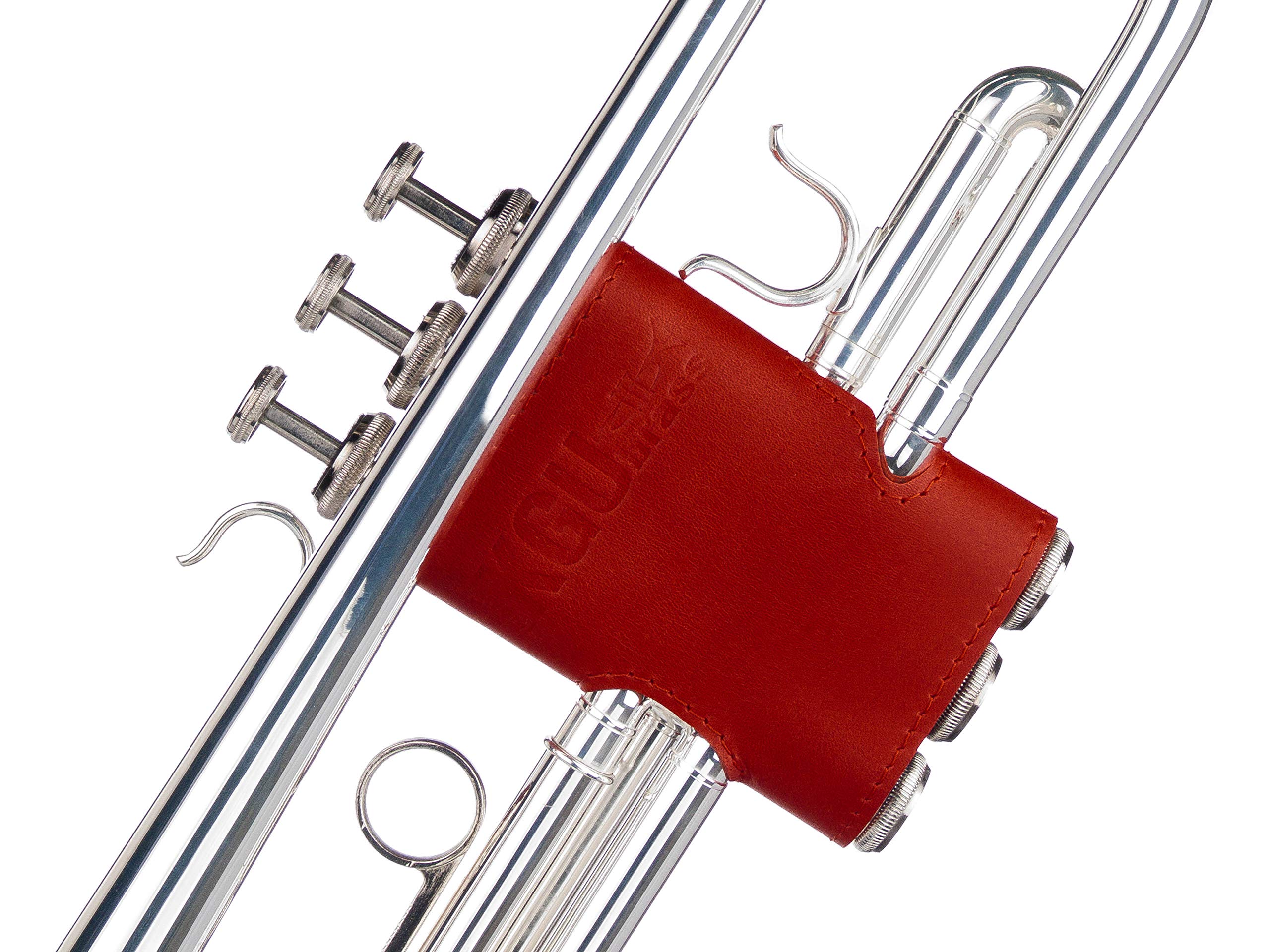 Trumpet valve guard by KGUBrass is the leather trumpet valve protector made of luxurious mild and thick material; use as protection from corrosion, scratches and stains (Marsala)