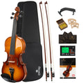 Cecilio 3/4 Violin Solidwood Violin with D'Addario Prelude Strings, Bow, Rosin, Tuner, Shoulder Rest & Lesson Book – Ideal for Beginners