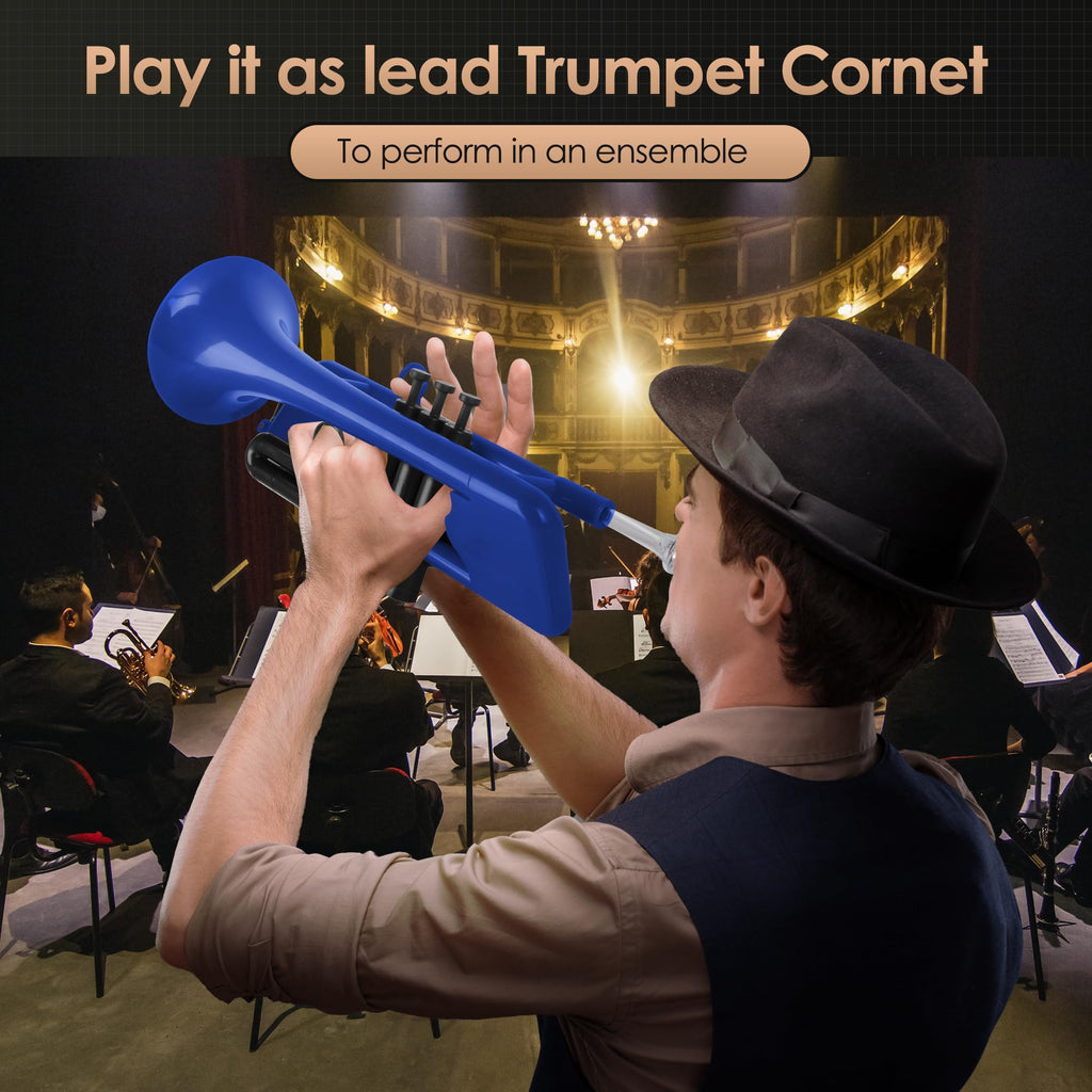 PAMPET SEA LION Professional Plastic Bb Trumpet Standard Trumpets Trumpet Set for Student Beginner Bb Trumpet Instrument (Red)