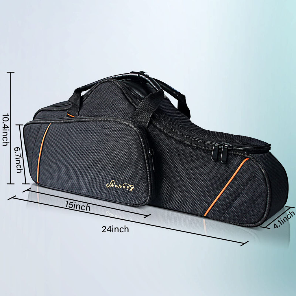 Alto Saxophone Backpack Gig Bag 20mm Padded Light Carry Bag (Black) | Shockproof Padding;Multi-Pocket Storage;Dual Carry Straps;Reinforced Stitching