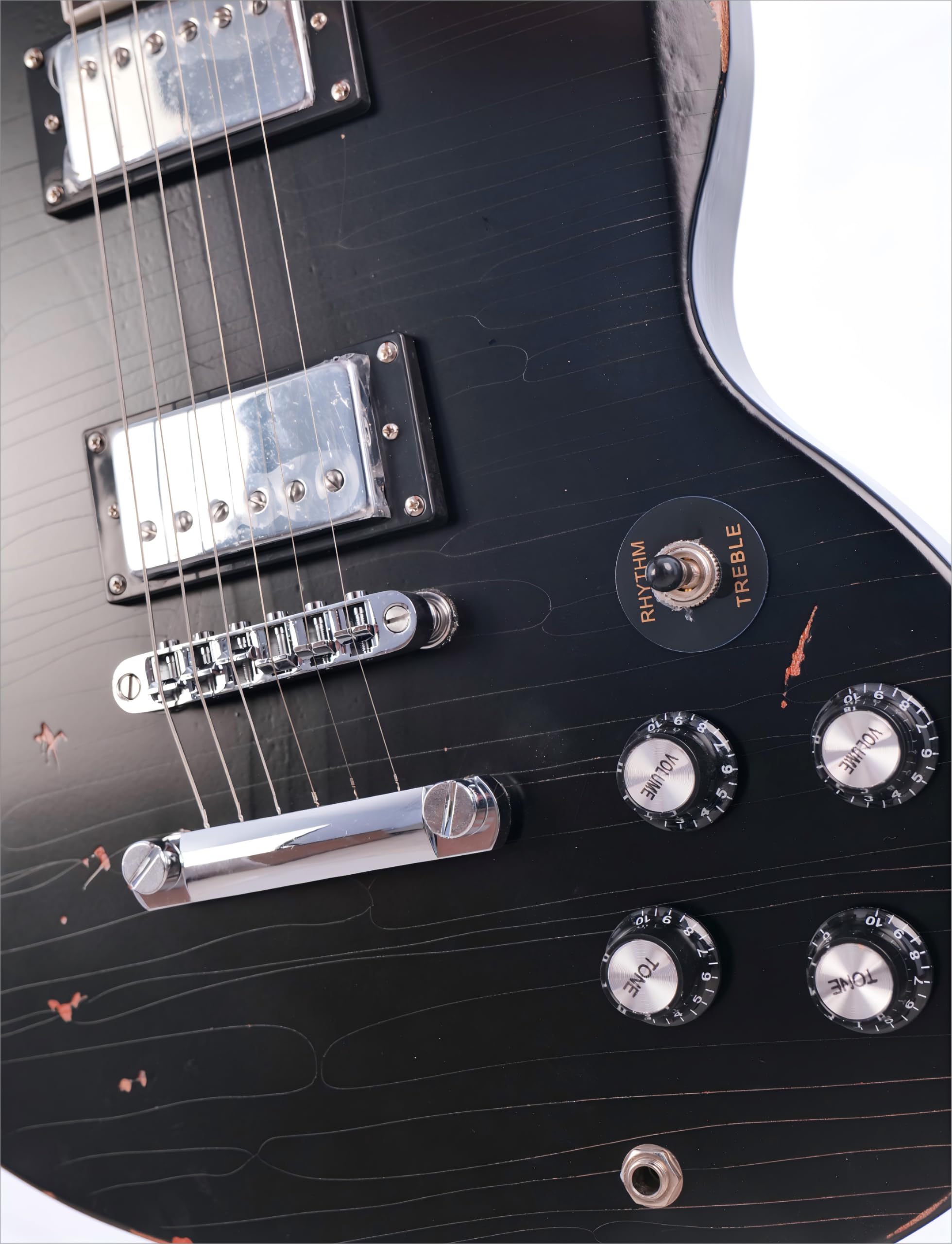 KGD Relic Electric Guitar,Solid Body Electric Guitar With Mahogany Body and Neck,Rosewood Fingerboard,Bone Nut,SG style 6-String Guitar,Professional/Electric Guitars for Adults