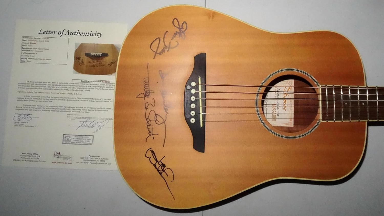 Signed Eagles Autographed Takamine Acoustic Guitar Certified Jsa Loa # Xx55130