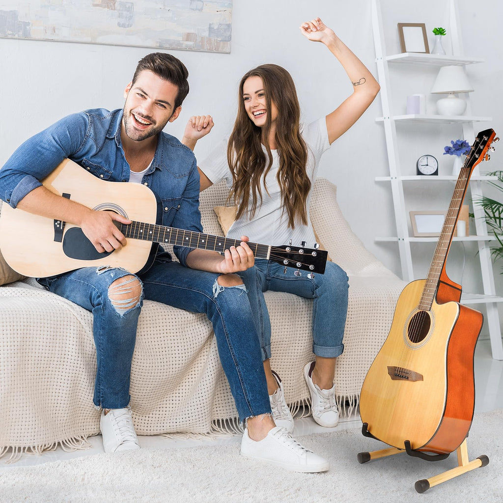 MUSO Cello Stand with Bow Holder,A-Frame Floor Stand with Padded Foam, Handcrafted Cello Rack Fits 1/2, 3/4, 7/8, 4/4 Full-Size and Guitar, Instrument Holder for Home and Studio Display
