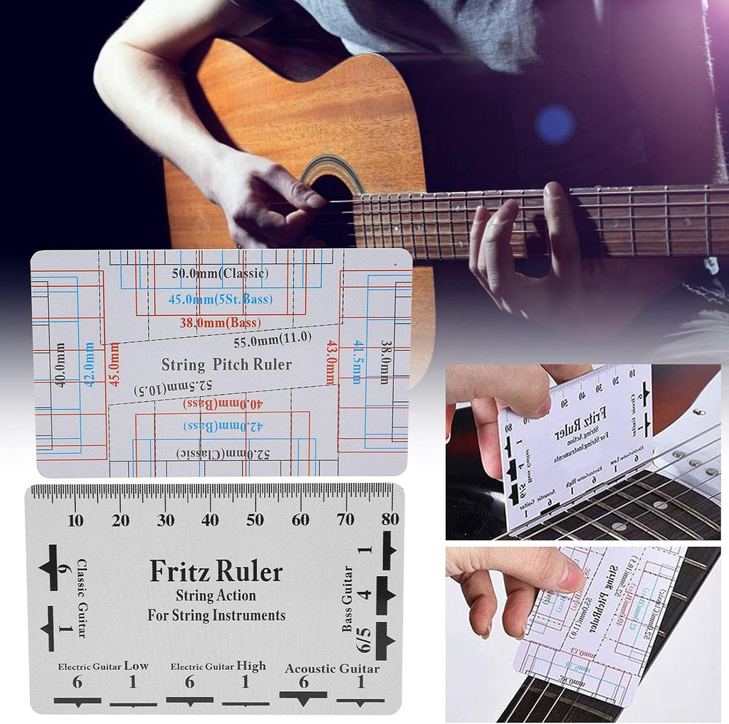 String Action Gauge Ruler PVC Guitar Setup Tool Kit with Height Measurement Scale for Electric Bass Acoustic Guitar Mandolin Banjo Ukulele 85 x 54mm / 3.3 x 2.1in