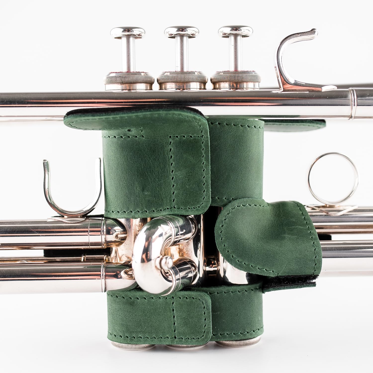 Trumpet Valve Guard XL Genuine Leather Protection Trumpet Valve Cover Valve Wrap (Green)