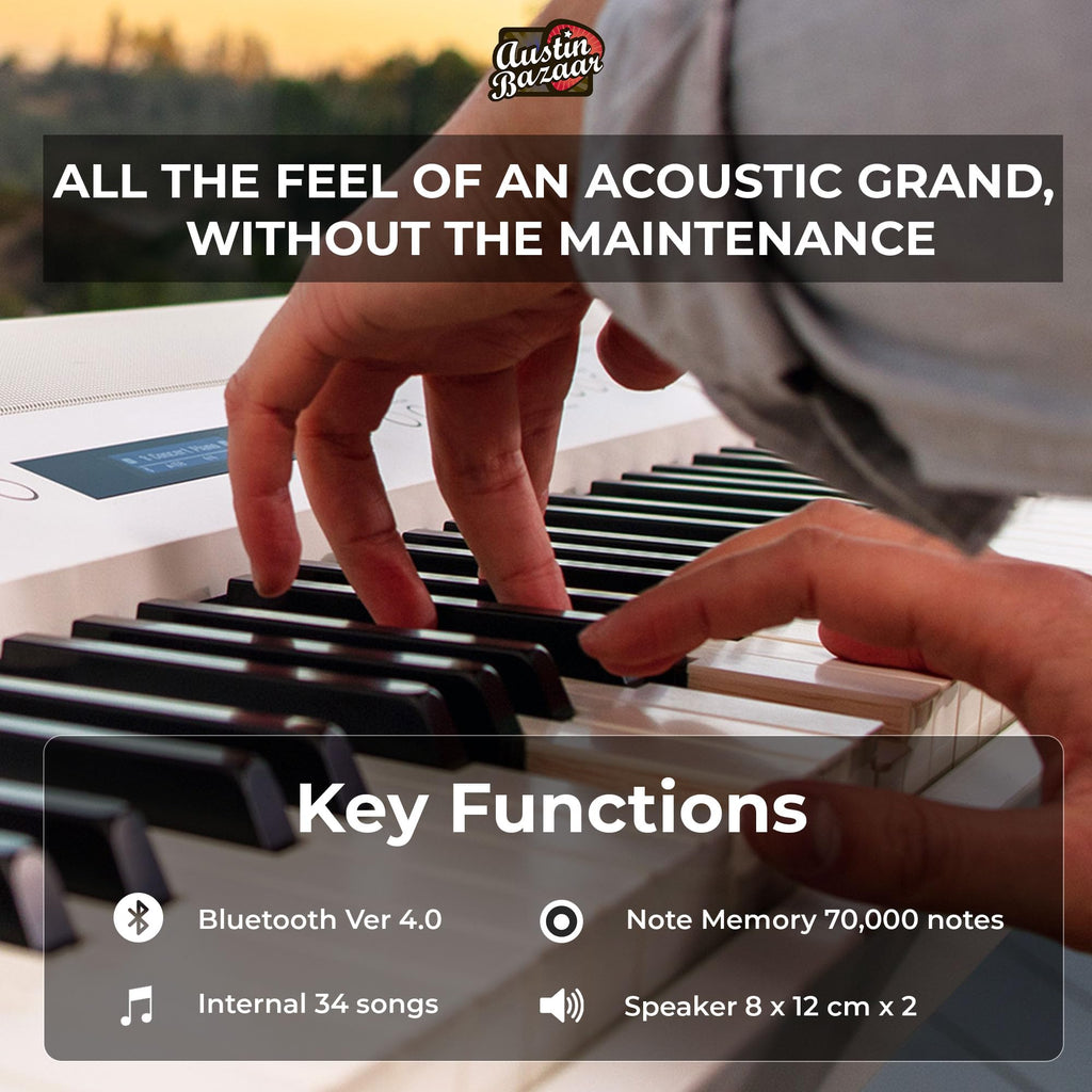 Roland FP-90X 88-Key Digital Piano - White Bundle with KSC-90 Stand, Three Pedal Unit, Bench, Online Lessons, Instructional DVD, and Austin Bazaar Polishing Cloth