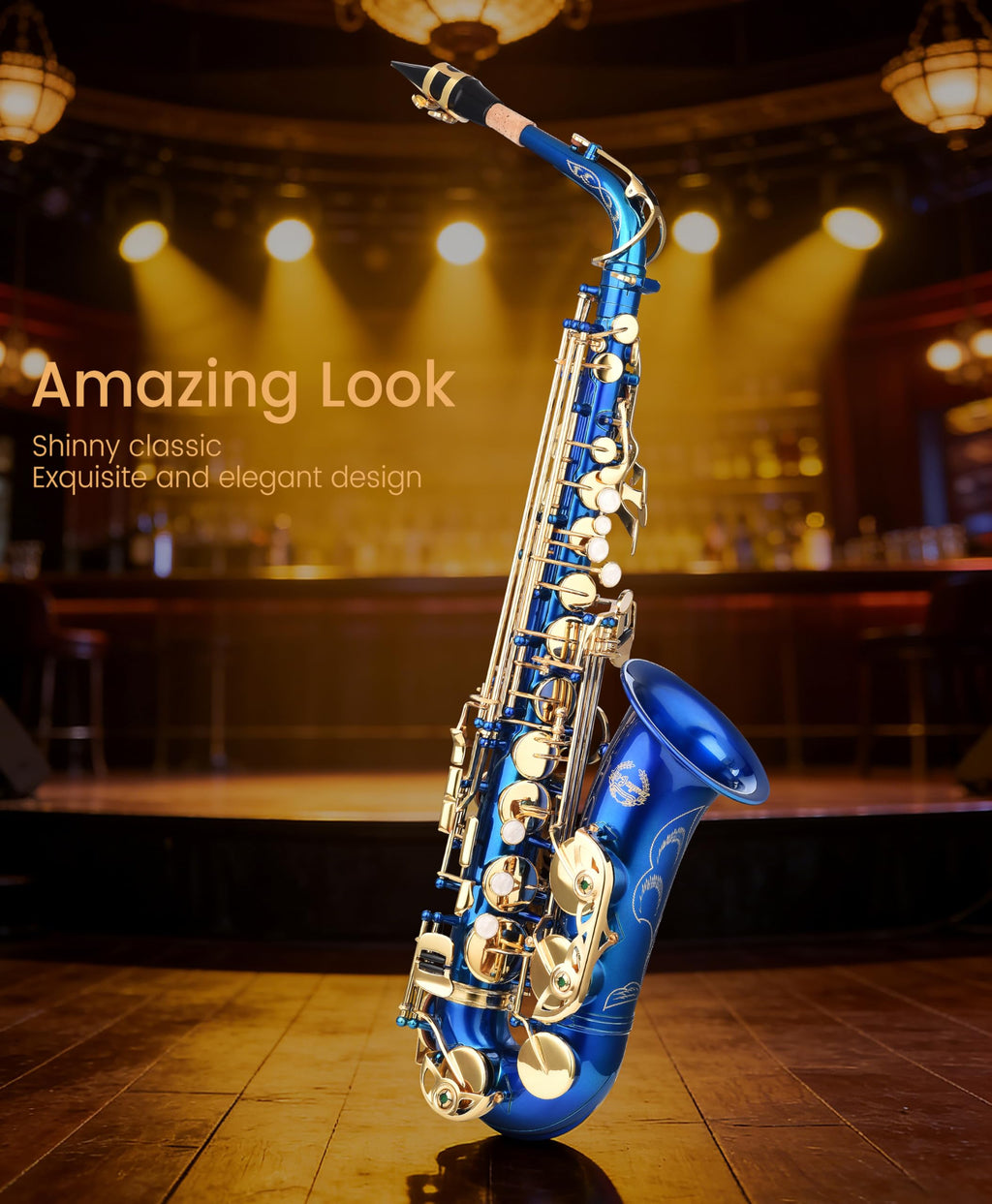 Leo Jaymz Eb Alto Saxophone - One-Piece Body & Neck Construction, H68 Brass, with Thickened Travel Bag - Complete Beginner to Professional Kit (Gold)