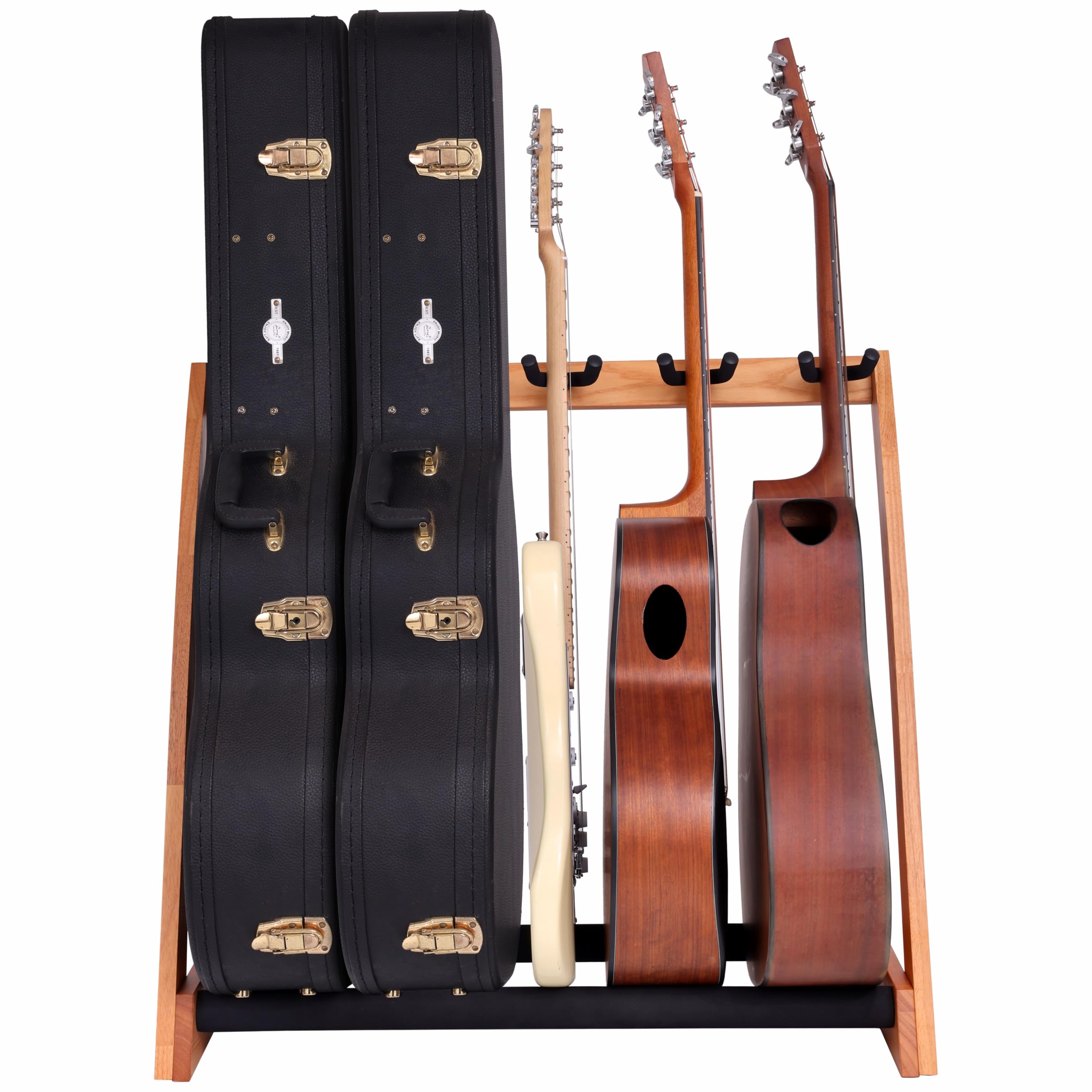 Nefelibata Guitar Stands 5 Wooden Guitar Rack Floor for Guitars and Cases, Electric, Acoustic, Bass Guitars, Cellos, German Ash