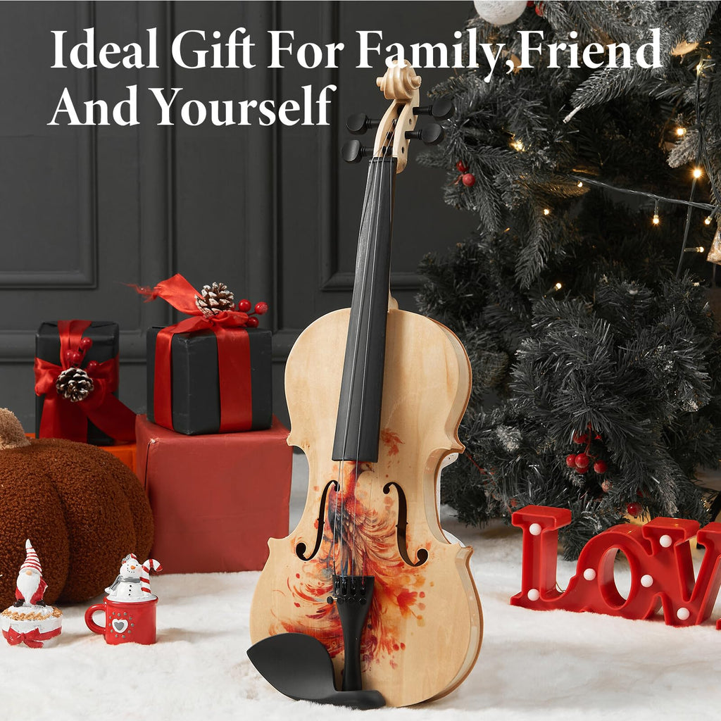 AW Solid Wood Violin 4/4 Full Set Fiddle Beginner Violin Full Size Stradivari Copy Style with Carry Case Bow Rosin Shoulder Rest for Student Adults Starter Kit