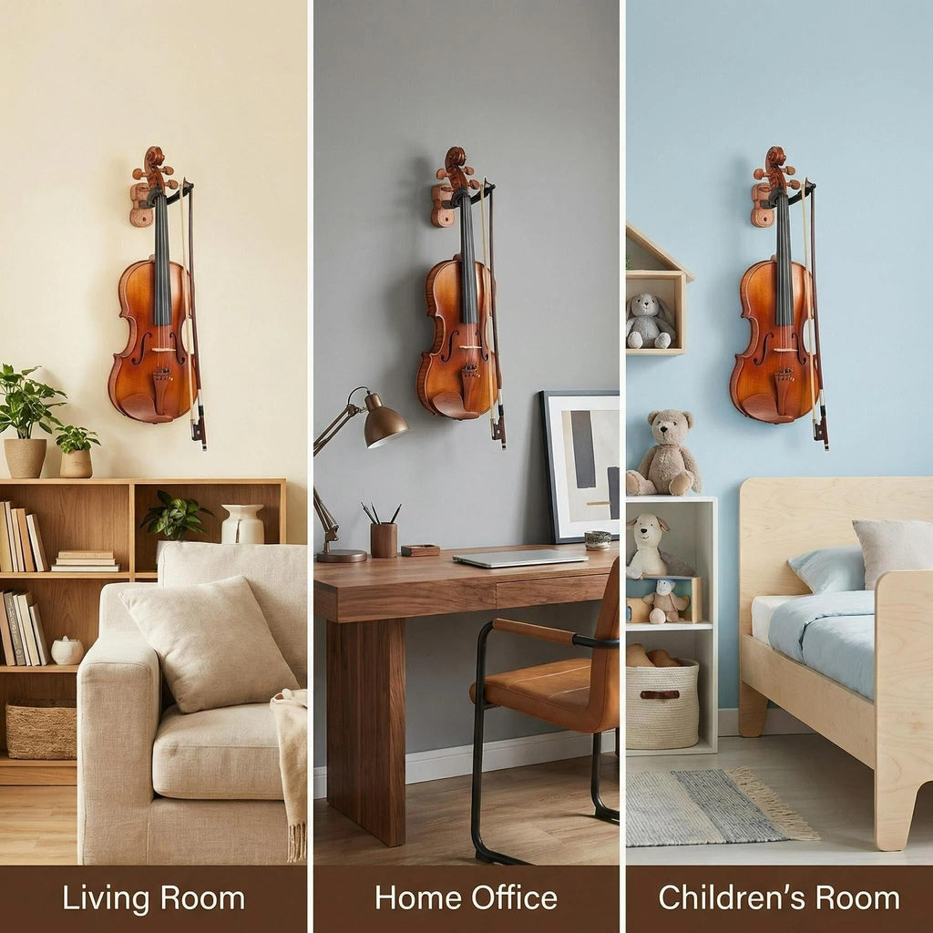 Violin Hanger Wall Mount with Bow Holder Home & Studio Wall Mount Violin Viola Stand