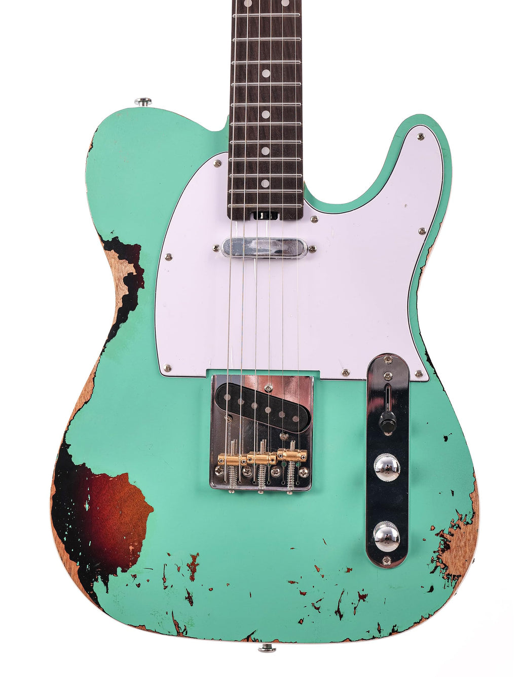 KGD Relic electric guitar mahogany body carbonized maple neck rosewood fretboard 6-string solidbody electric guitar S-S pickupsbrass barrel saddle bridge (Grass Green)