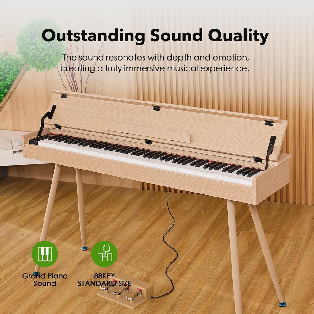 Digital Piano 88 Key Weighted Keyboard,Full-Size Desk Progressive Hammer-Action Electric Piano For Beginners, With Sheet Music Stand, Pedal,Power Adapter, Headphone Mode, Usb-Midi