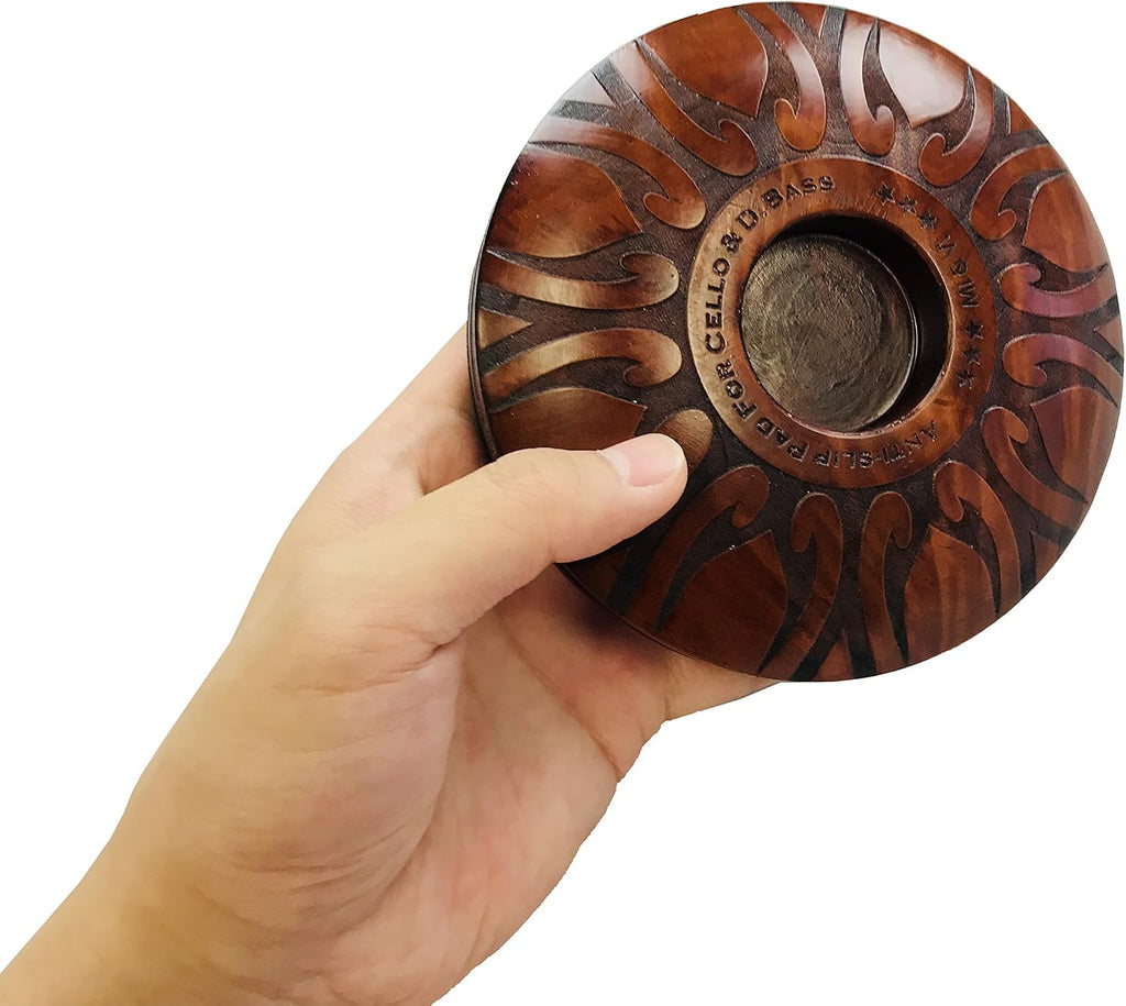 MI&VI Cello and Double Bass Round Endpin Stop - Perfect Anti-Slip Rest, Sound Stopper, Holder Pin, Real Wood