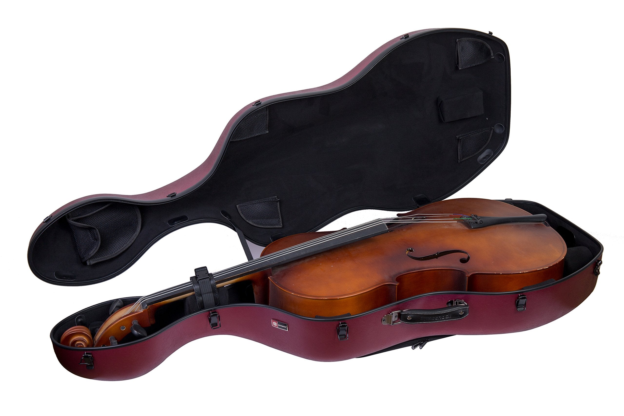 Crossrock Poly Carbon Cello Case for 4/4 Full-Size | Matte Blue Finish, Wheels, Lightweight & Durable – Best for School Orchestra & Student Musicians