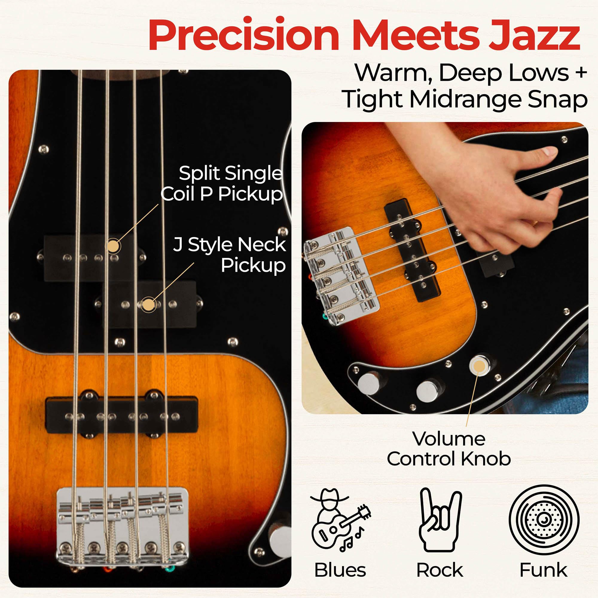 Fender Squier Affinity Precision Bass PJ - Surf Green Bundle with Rumble 15 Amplifier, Instrument Cable, Gig Bag, Tuner, Strap, and Austin Bazaar Instructional DVD