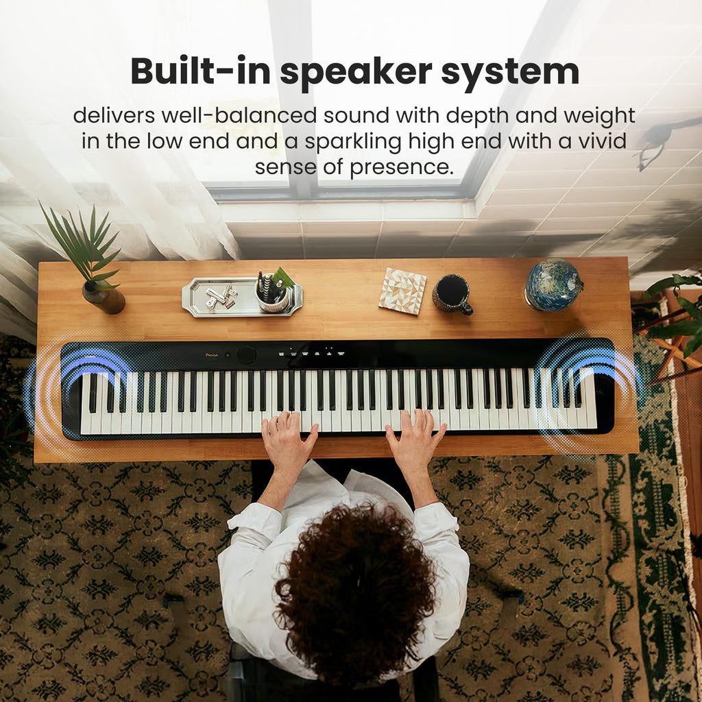 Casio Privia PX-S5000 Digital Piano - Black Bundle with CS-68 Furniture Stand, Bench, Headphones, Instructional Book, Online Lessons, Instructional DVD, and Austin Bazaar Polishing Cloth