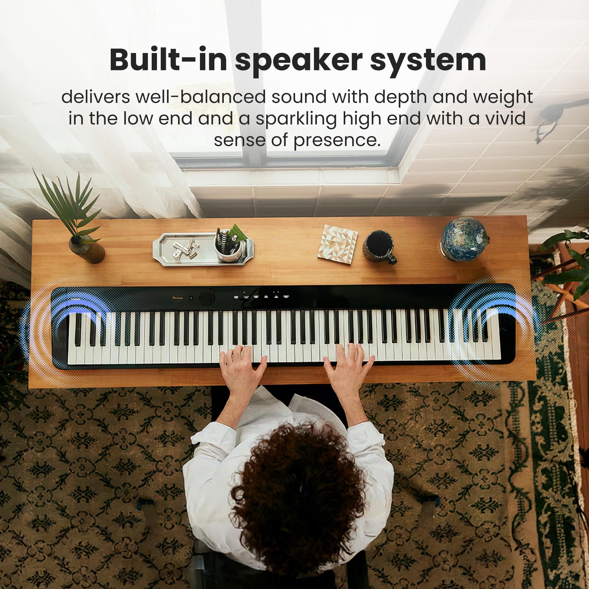 Casio Privia PX-S5000 Digital Piano - Black Bundle with CS-68 Furniture Stand, Bench, Headphones, Instructional Book, Online Lessons, Instructional DVD, and Austin Bazaar Polishing Cloth