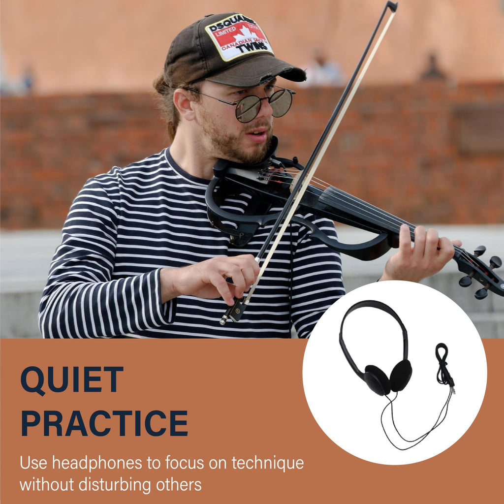 Cecilio Solid Wood Electric/Silent Violin with Ebony Fittings - 4/4 Full Size - Metallic Red Mahogany