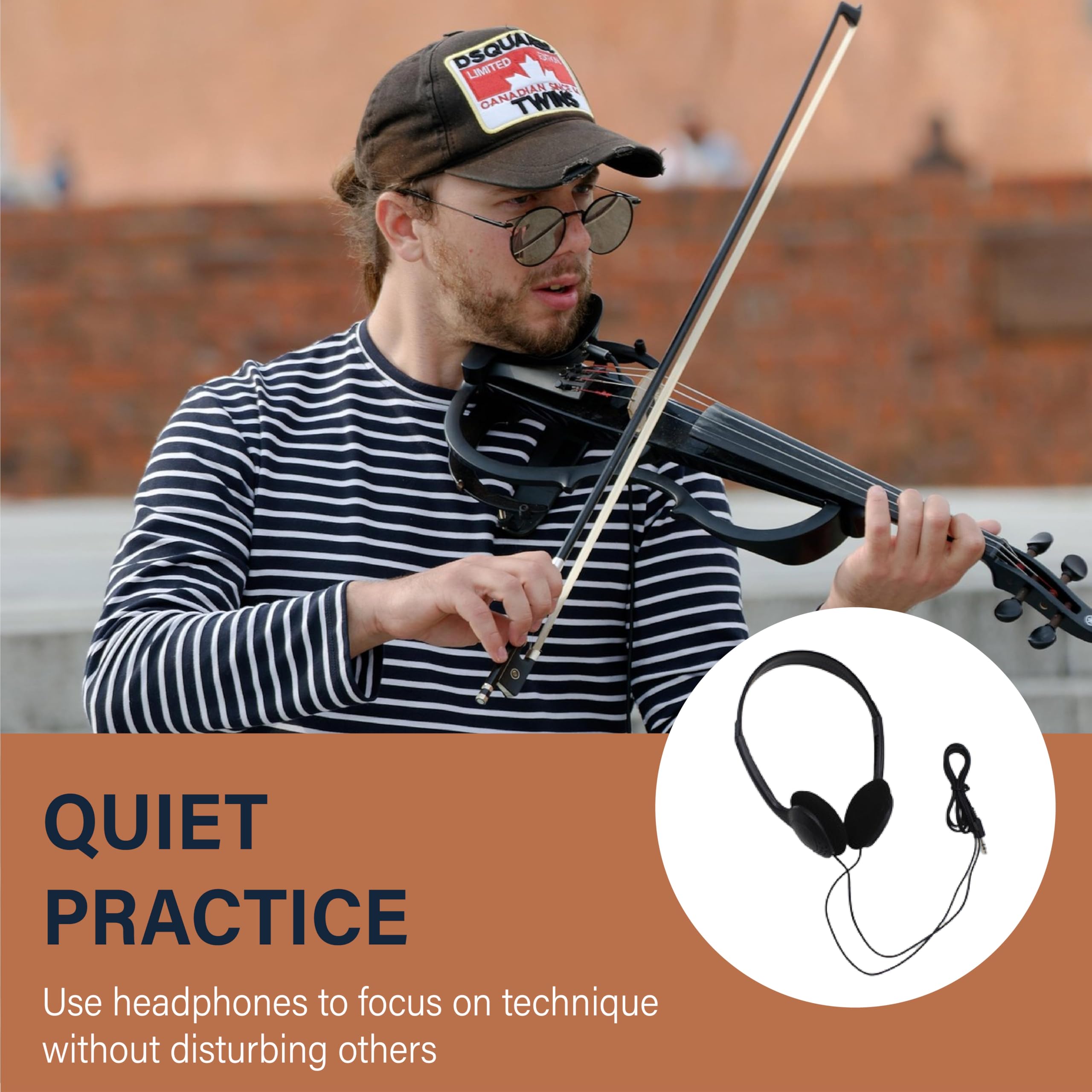 Cecilio Solid Wood Electric/Silent Violin with Ebony Fittings - 4/4 Full Size - Metallic Red Mahogany
