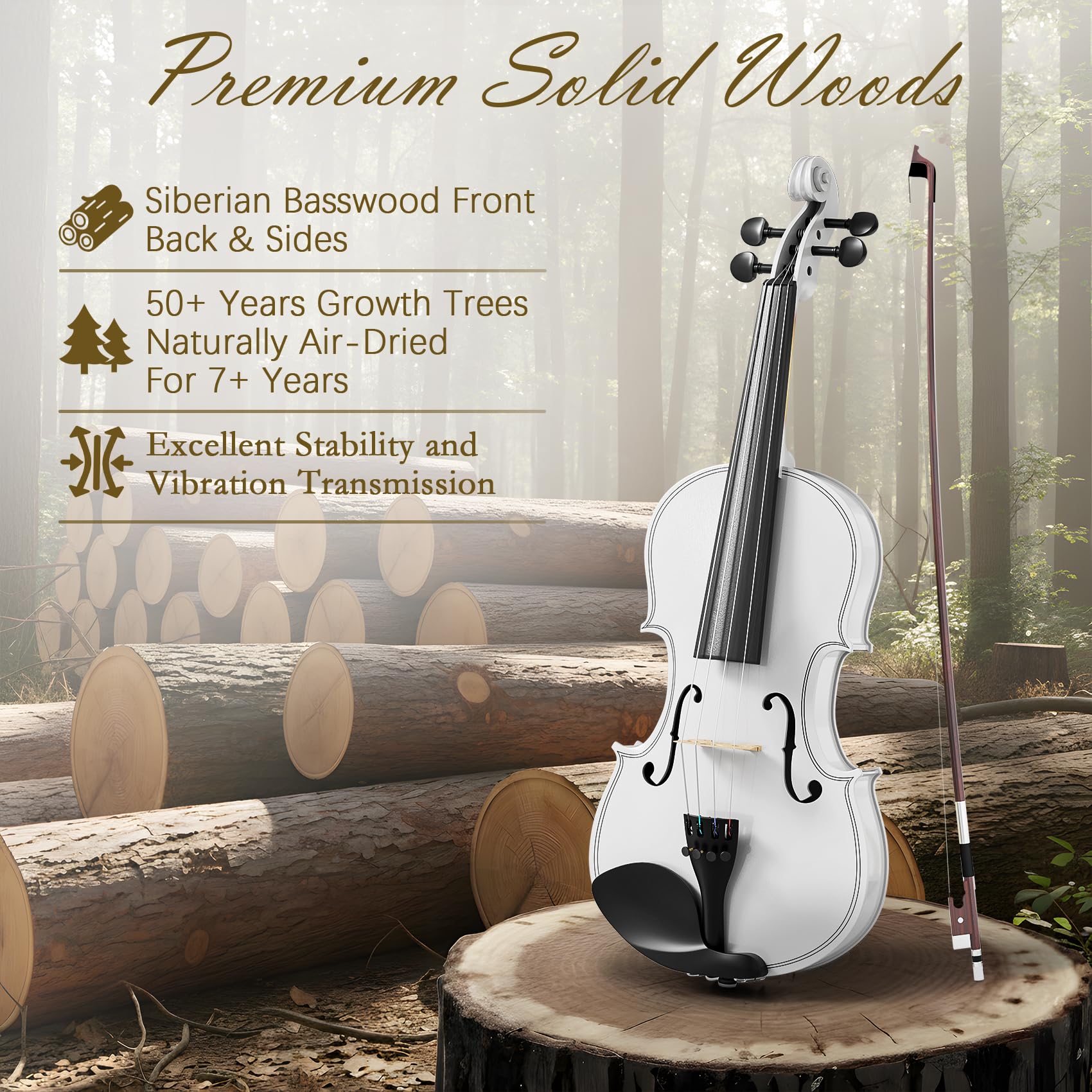 4/4 Full Size Beginner Violin, Acoustic Fiddle Set for Adults, Teens, and Students (Age 12+), with Case, Bow, Bridge, and Rosin (Pink)