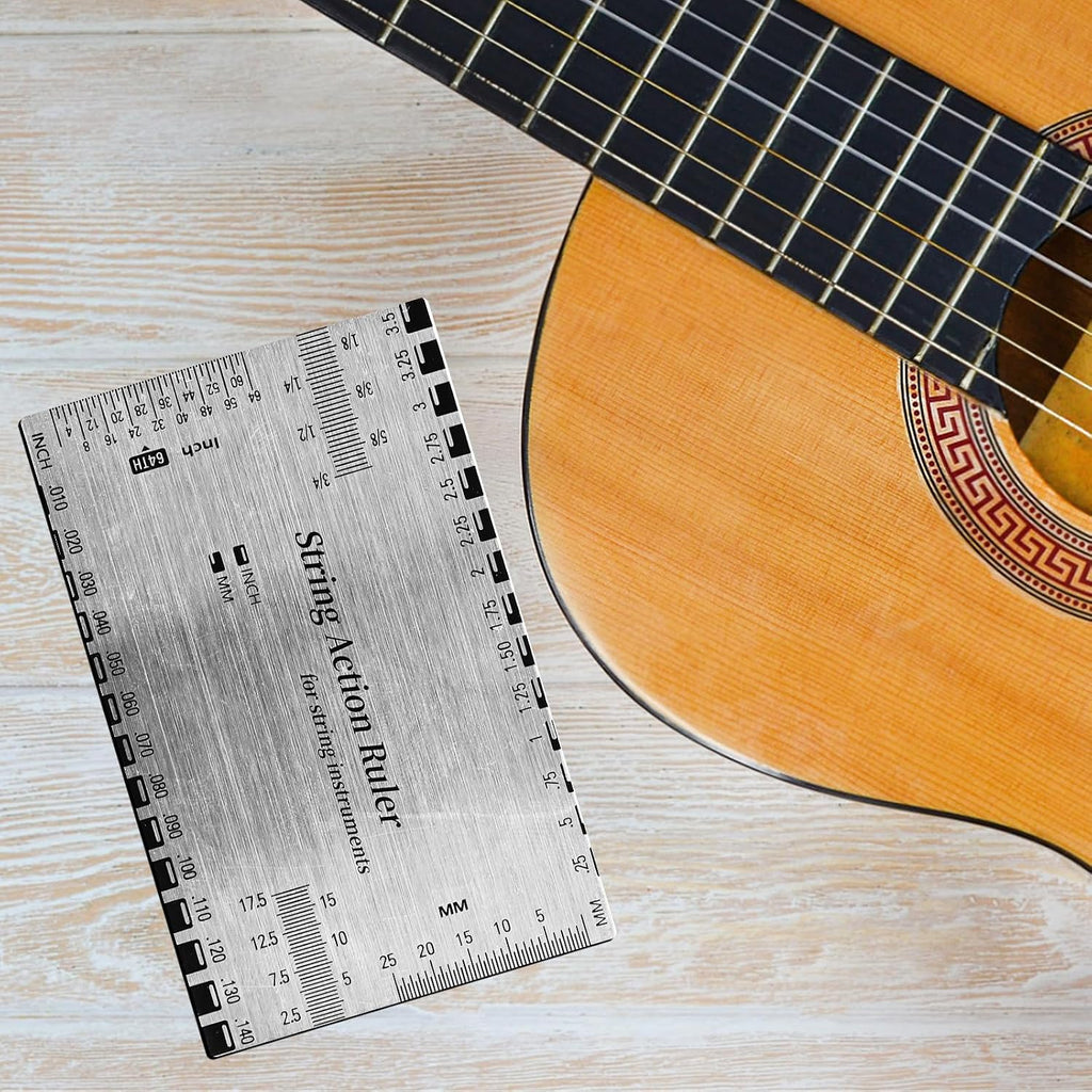 Guitar Action Gauge Ruler,Stainless Steel String Action Ruler for Guitar Repairing Luthier Action Gauge