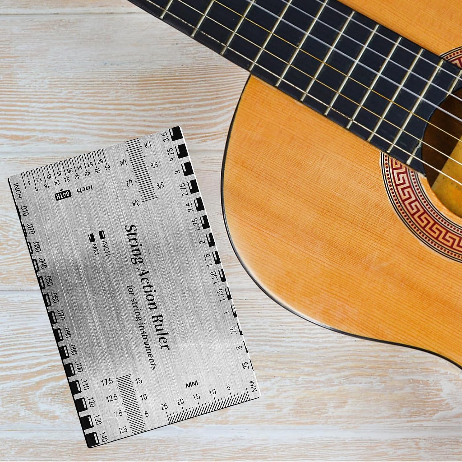 Guitar Action Gauge Ruler,Stainless Steel String Action Ruler for Guitar Repairing Luthier Action Gauge