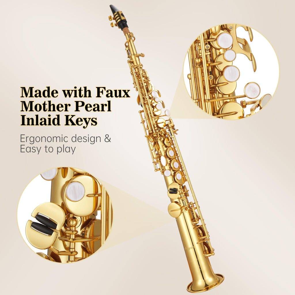 Garvee Alto Saxophone Copper Body Electroplated Gold Finish Beginner Friendly Music Instrument for Students and School Band Practice