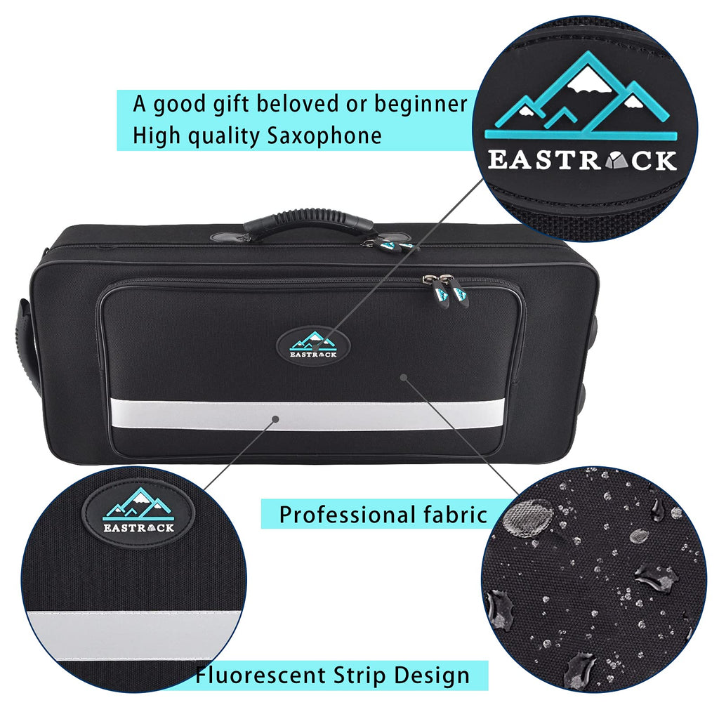 EASTROCK Black/Golden Alto Saxophone E Flat Sax Full Kit for Students Beginner with Carrying Case,Mouthpiece,Mouthpiece Cushion Pads,Cleaning Cloth&Cleaning Rod,White Gloves,Neck Strap