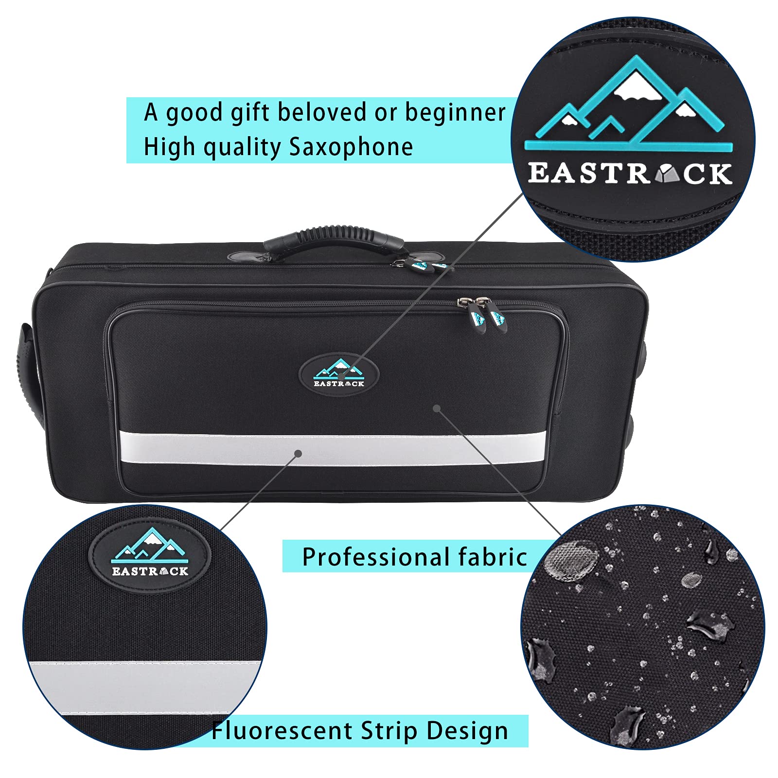 EASTROCK Black/Golden Alto Saxophone E Flat Sax Full Kit for Students Beginner with Carrying Case,Mouthpiece,Mouthpiece Cushion Pads,Cleaning Cloth&Cleaning Rod,White Gloves,Neck Strap