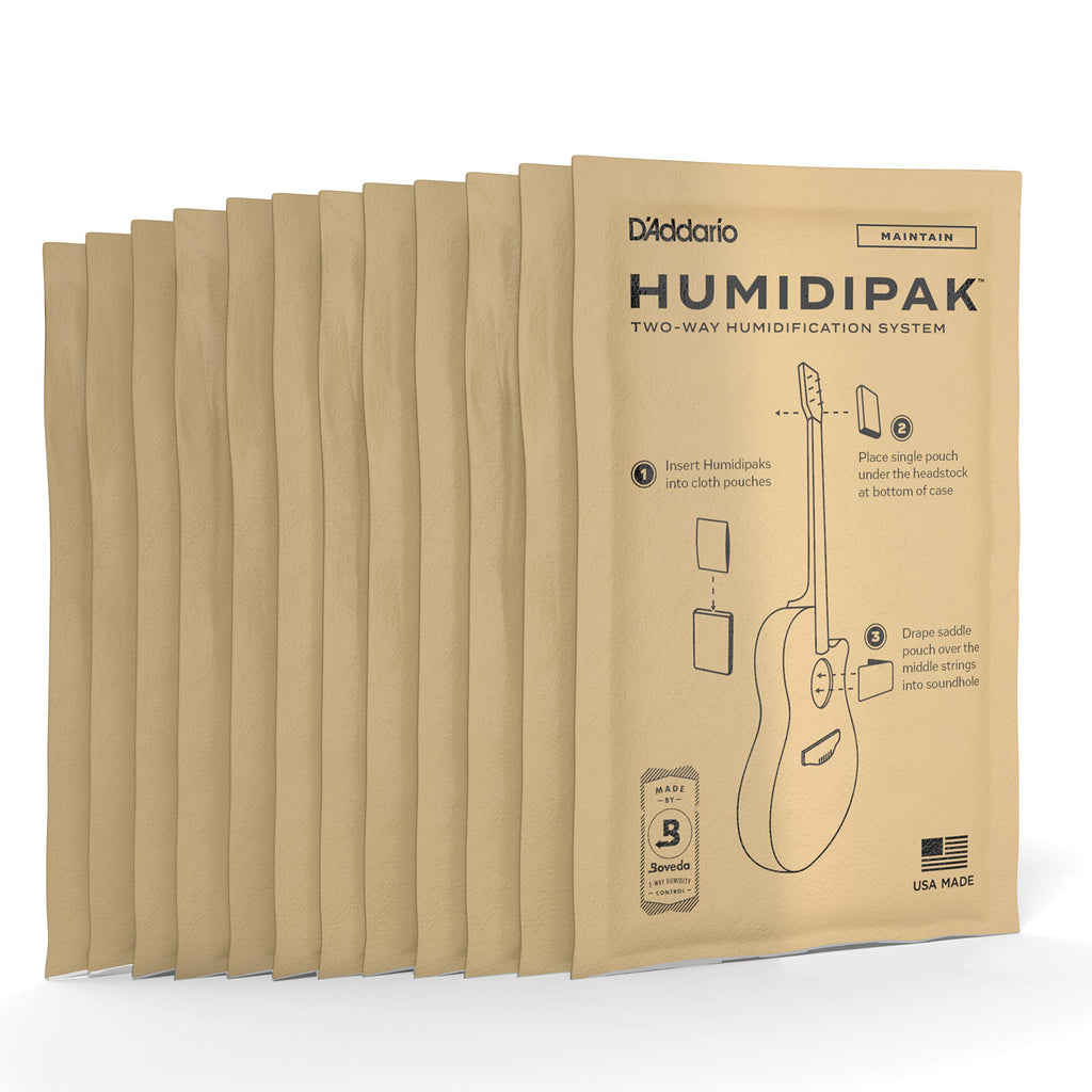 D'Addario Accessories Guitar Humidifier Packs - Two-Way Humidification System Conditioning Packets - For Maintaining Proper Guitar Humidification Level - 3 Maintain Replacement Packets