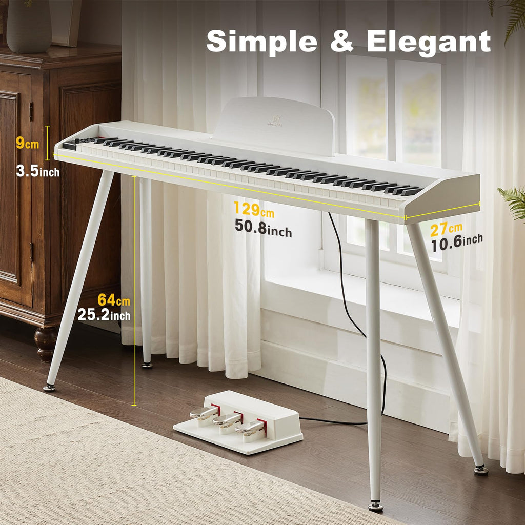 MUSTAR 88 Key Piano Keyboard with Piano Bench, Digital Piano 88 Semi Weighted Keys, Portable Electric Piano with Storage Stool, 3 Pedals, Built-In Speakers, USB/MIDI, Black