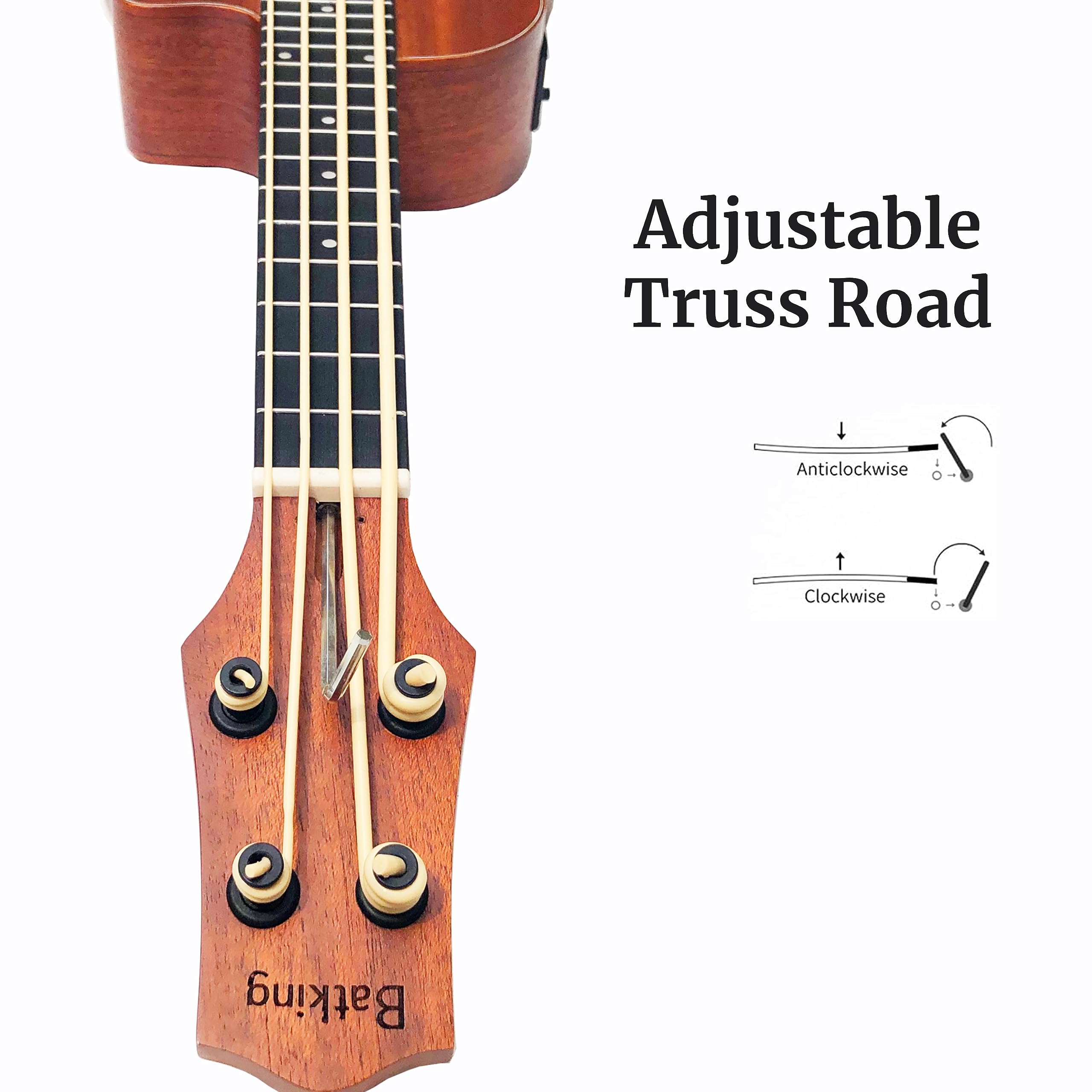 Batking Ubass Fretless,Bass Ukulele Electric 30 inch baritone ukelele bass,Electric Acoustic Bass Uku Wtih Gig Bag