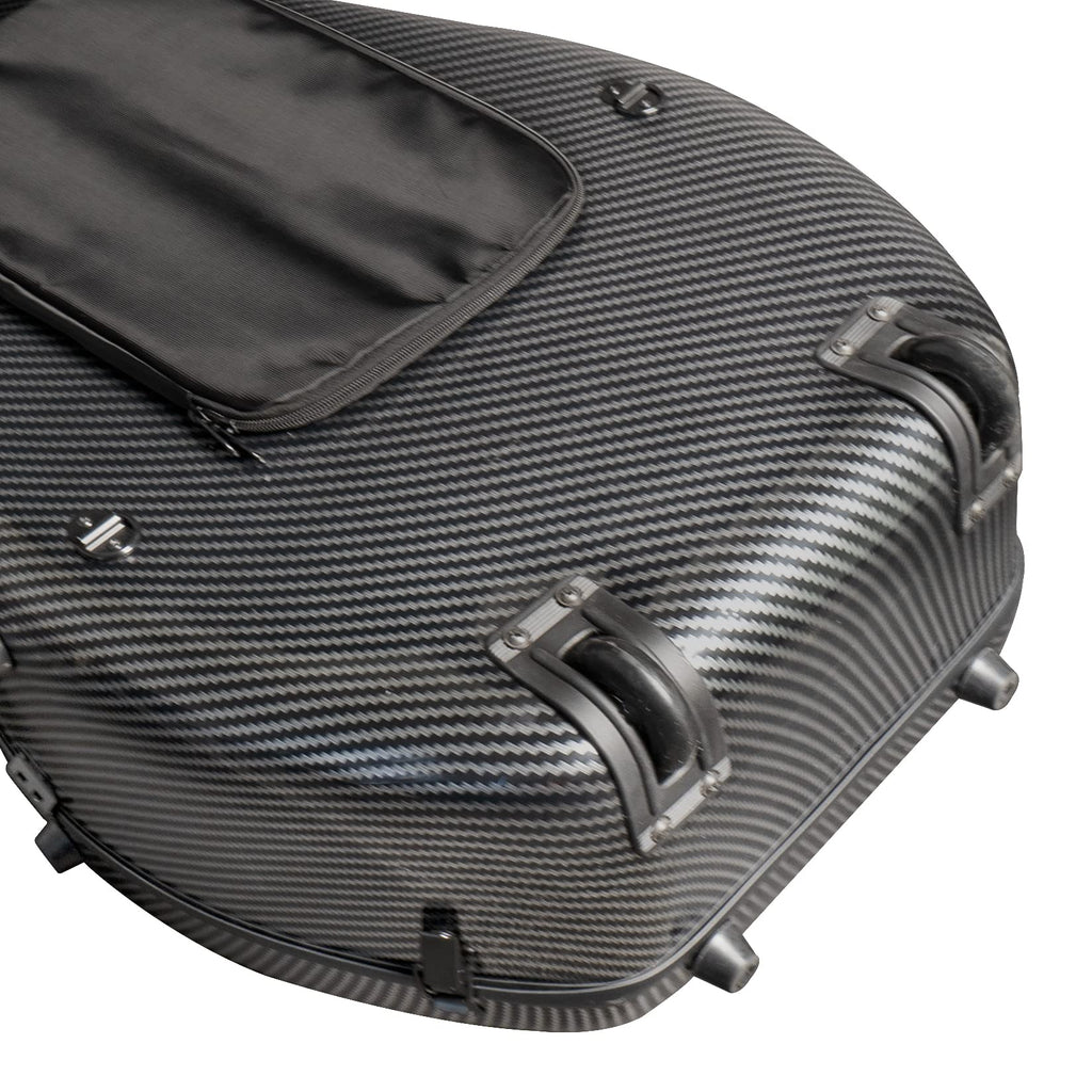 MI&VI Forte Series Hard Cello Case (Full Size) with Wheels — Polycarbonate Tough Shell Case for 4/4 Sized Cellos (White)