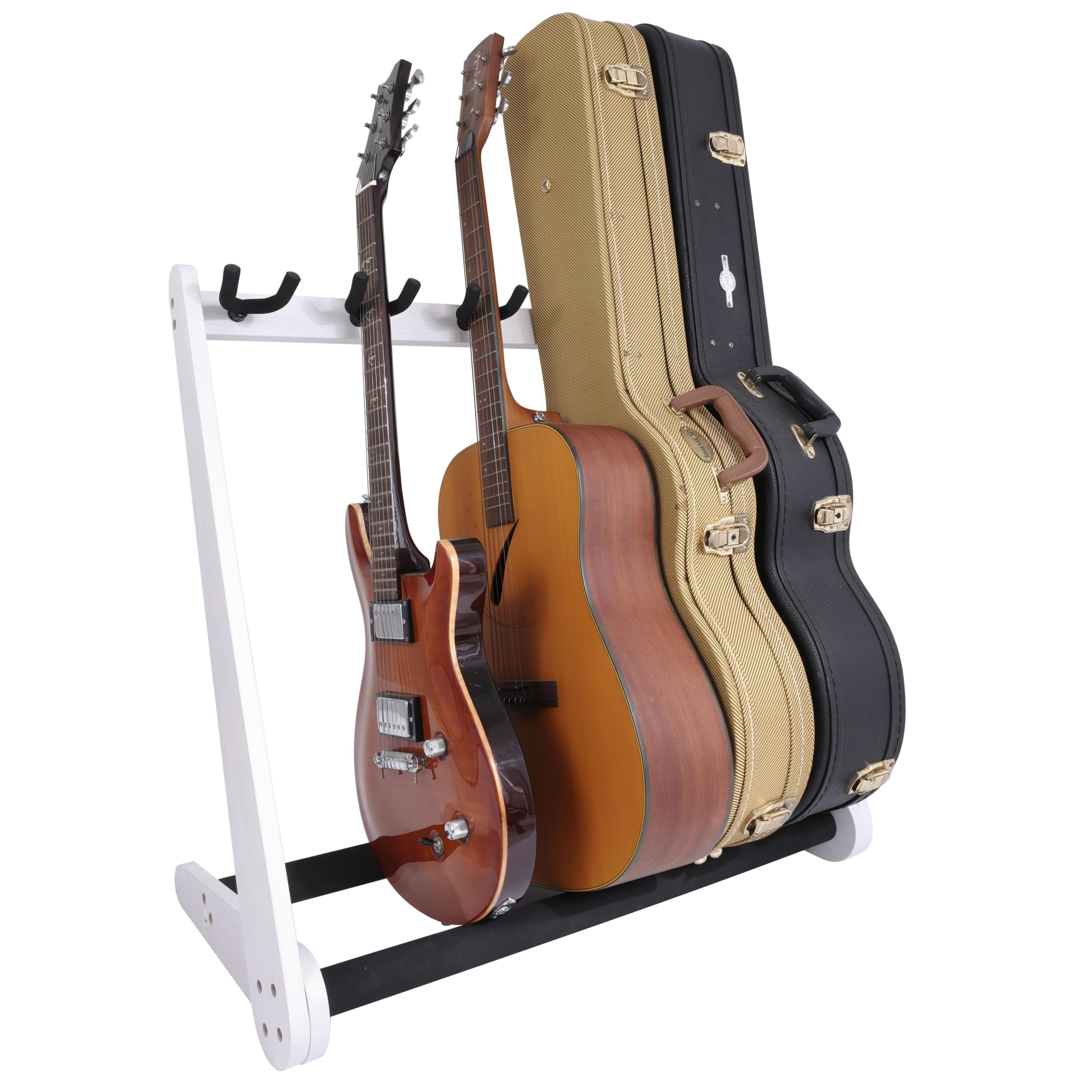 Nefelibata Multi-Purpose Guitar Stands 5 Wooden Guitar Rack Floor Stand for Guitars and Cases, Electric Guitars, Acoustic Guitars, Bass Guitars, Cellos - German Ash (Yellowish Brown)