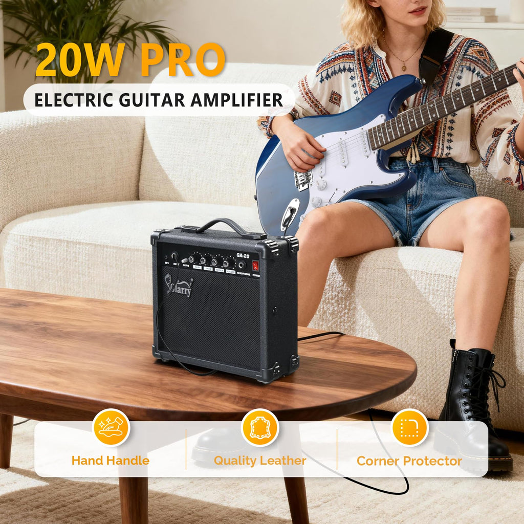 GLARRY Full Size Electric Guitar for Music Lover Beginner with 20W Amp and Accessories Pack Guitar Bag (GREEN, Left Handed 39")