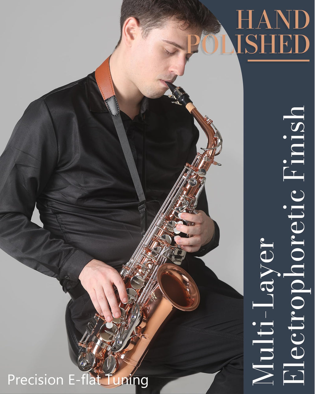 AKLOT Handcrafted E-Flat Alto Saxophone: Matte Silver Brass Body with Warm, Rich Tone, Secure Air Seal, Smooth 23-Key System, Includes Reeds, Premium Leather Case and Saxophone Cleaning Kit (CH-FM)
