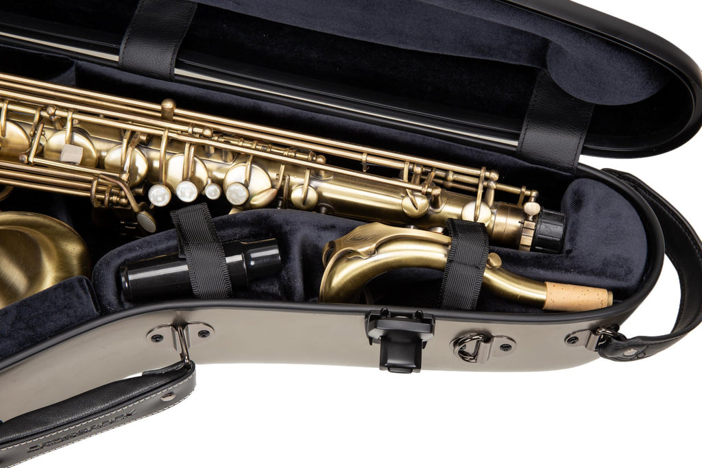 Crossrock Low A Baritone Saxophone Case with Wheels | Polycarbonate Hard Shell, TSA Lock, Anti-Scratch Finish, Neck & Mouthpiece Storage–Black (CRF4050BSBK)