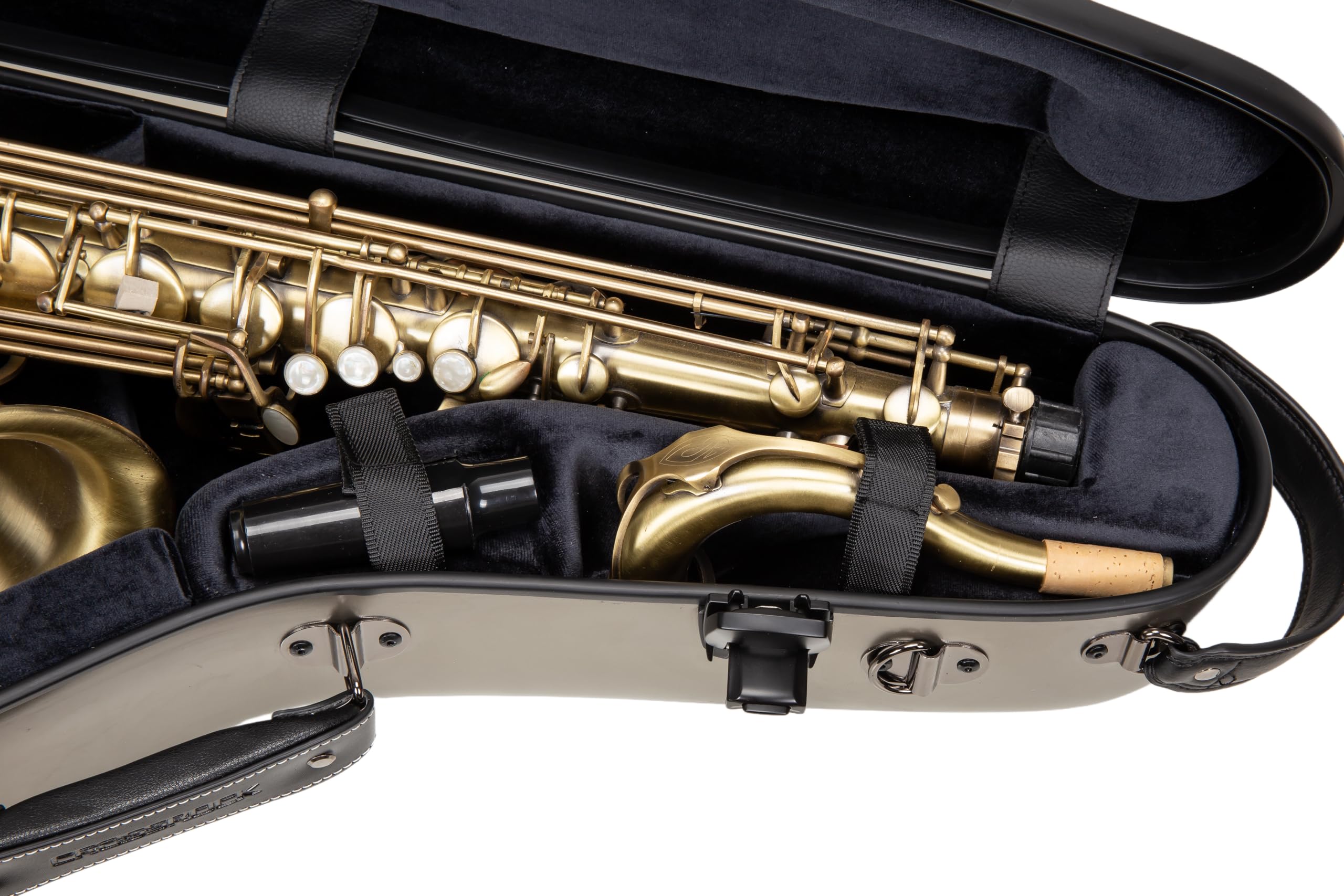 Crossrock Low A Baritone Saxophone Case with Wheels | Polycarbonate Hard Shell, TSA Lock, Anti-Scratch Finish, Neck & Mouthpiece Storage–Black (CRF4050BSBK)
