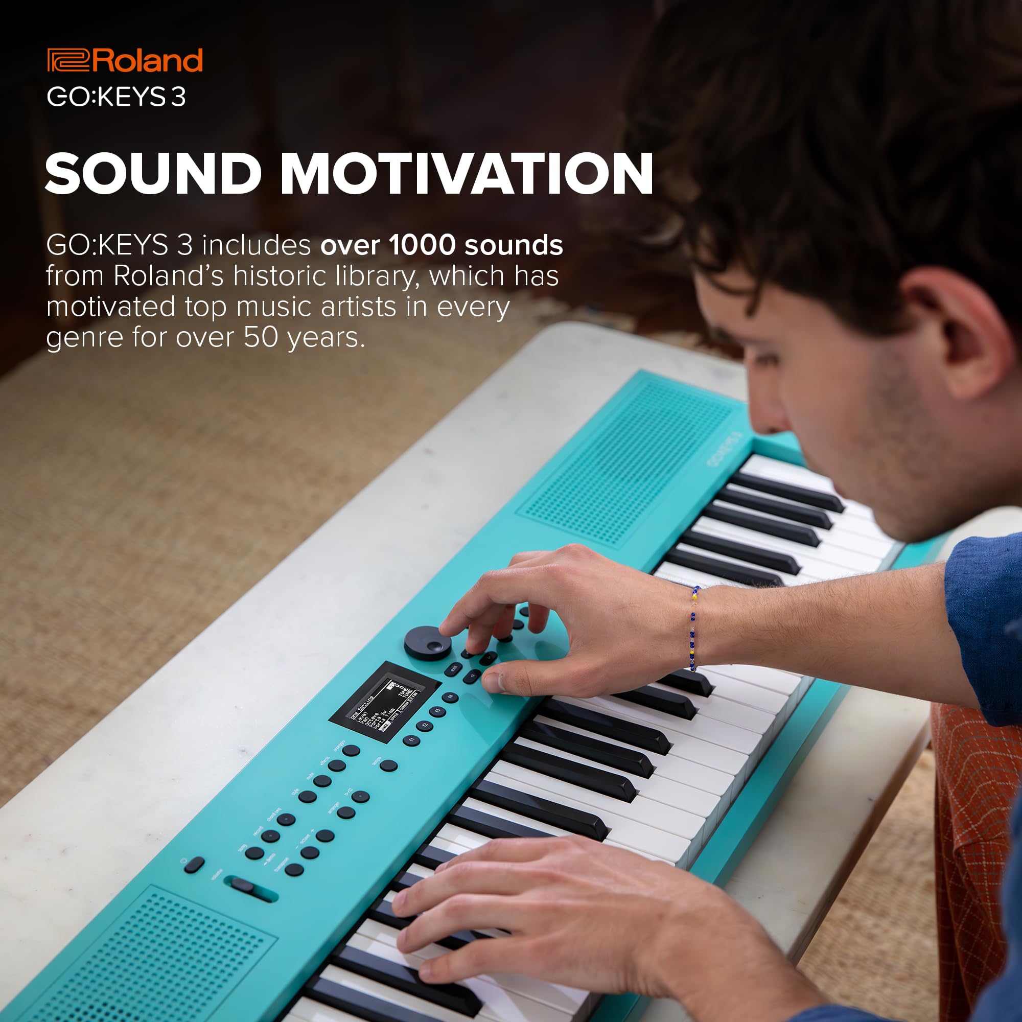 Roland GO:KEYS 3 Music Creation Keyboard | 61-Note Keyboard | Built-In Stereo Speakers | Bluetooth Audio/MIDI Support for Music Streaming - Dark Red