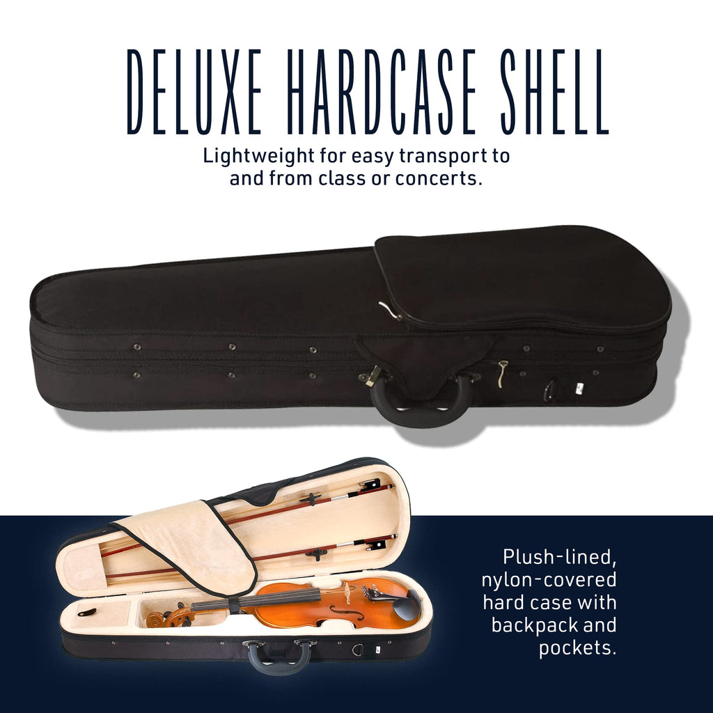 Cecilio 4/4 Full-Size Left-Handed Violin, Solid Spruce Top & Maple Body Professional Fiddle Set Includes Hard Case, 2 Bows, Rosin, Bridges & Extra Strings