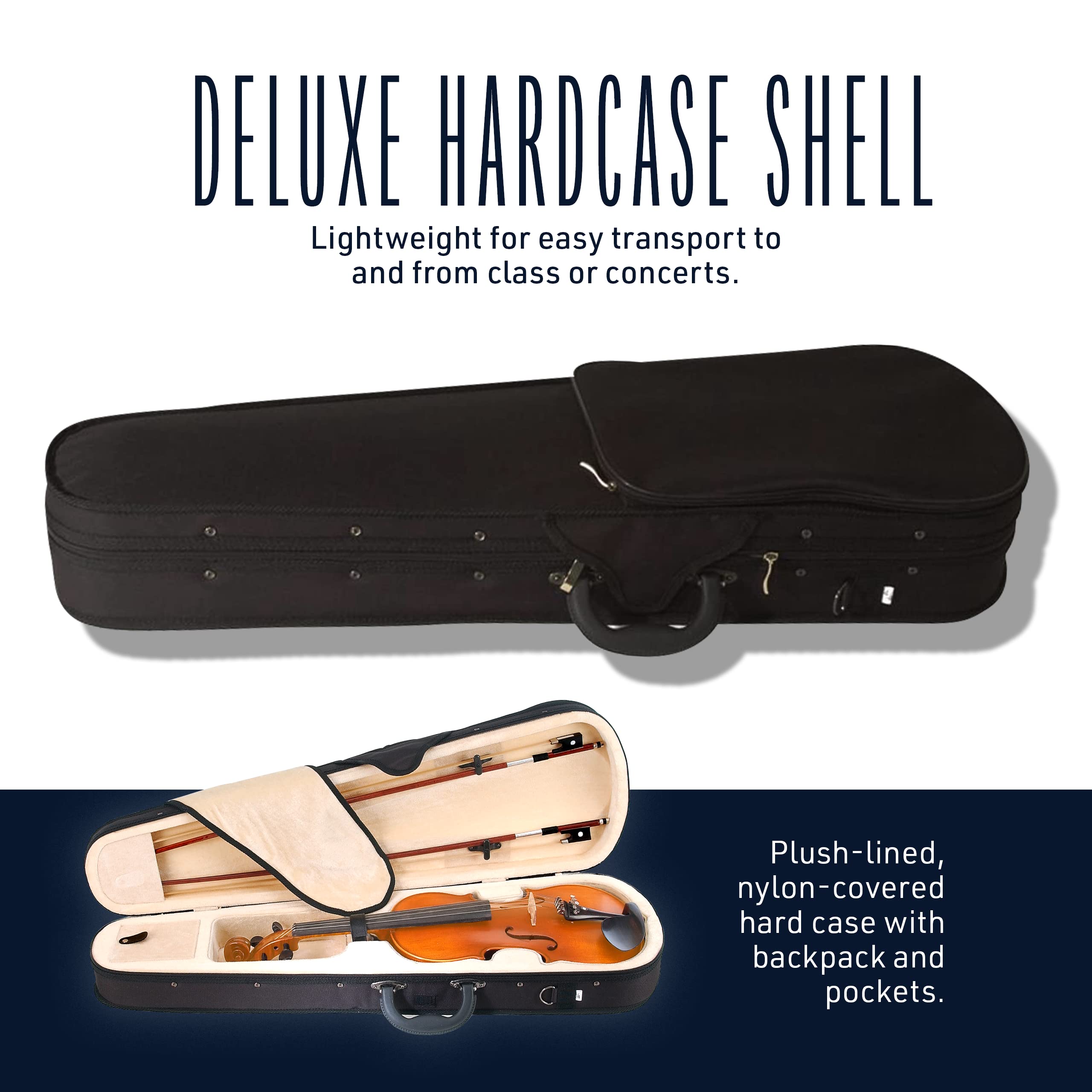 Cecilio 4/4 Full-Size Left-Handed Violin, Solid Spruce Top & Maple Body Professional Fiddle Set Includes Hard Case, 2 Bows, Rosin, Bridges & Extra Strings
