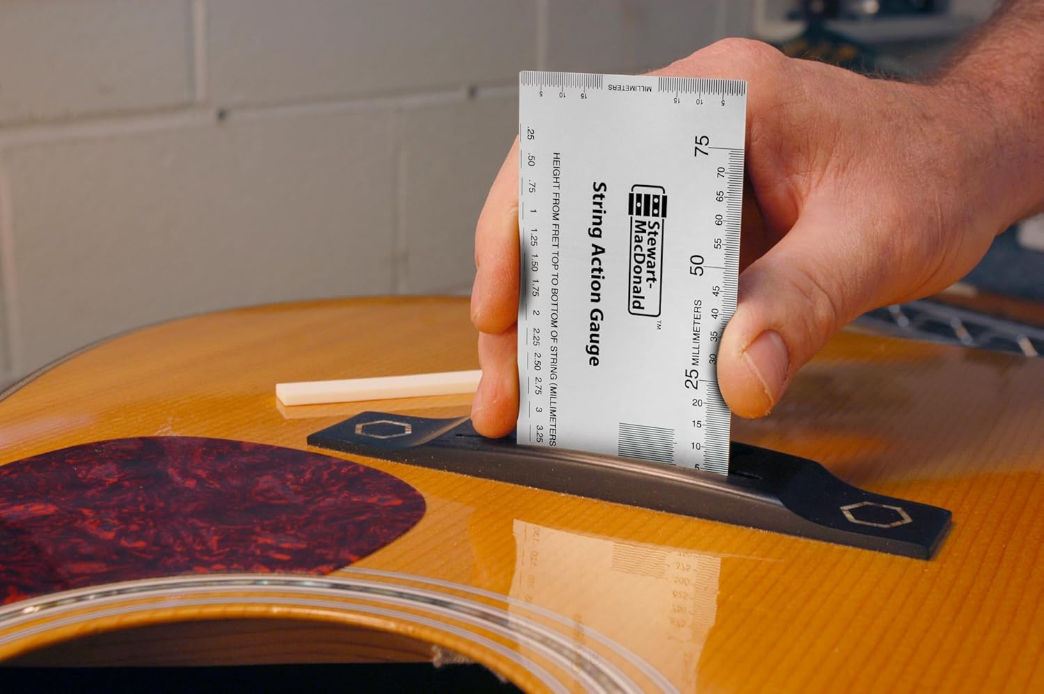StewMac String Action Gauge And Ruler, Inches, Stainless Steel - Designed by StewMac, The Original measuring tool for acoustic and electric guitar, and bass setup