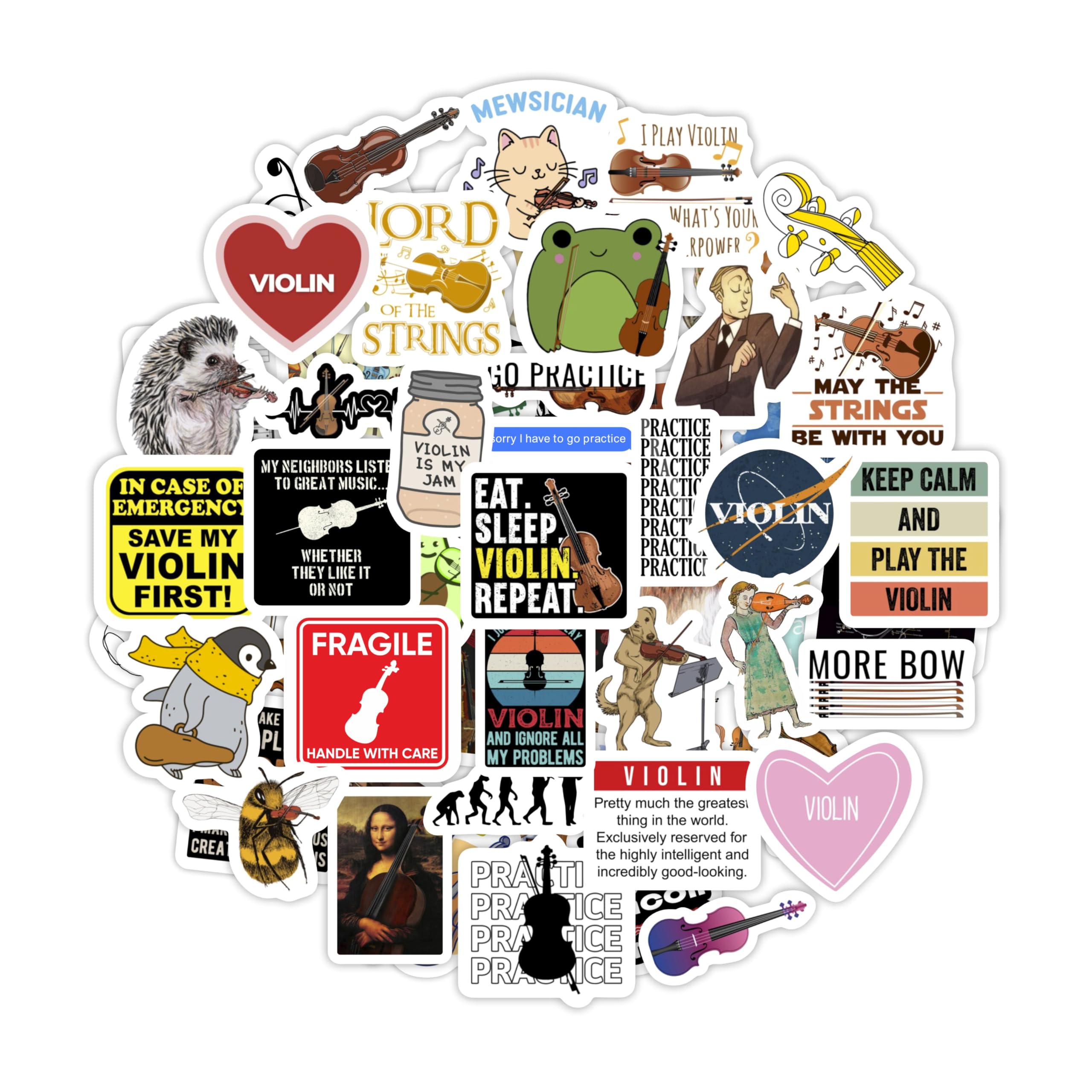 100Pcs Violin Stickers for Water Bottle and Laptop - Violin Party Supplies & Decorations, Waterproof Vinyl Decals, Music and Instrument Stickers, Gifts for Women & Men