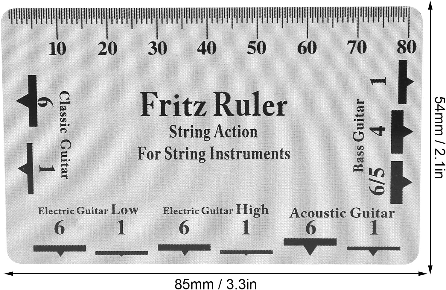 String Action Gauge Ruler, 3.3 x 2.1in Guitar String Height Gauge Guitar String Setup Tool for Electric Guitar Bass Acoustic Guitar Mandolin Banjo