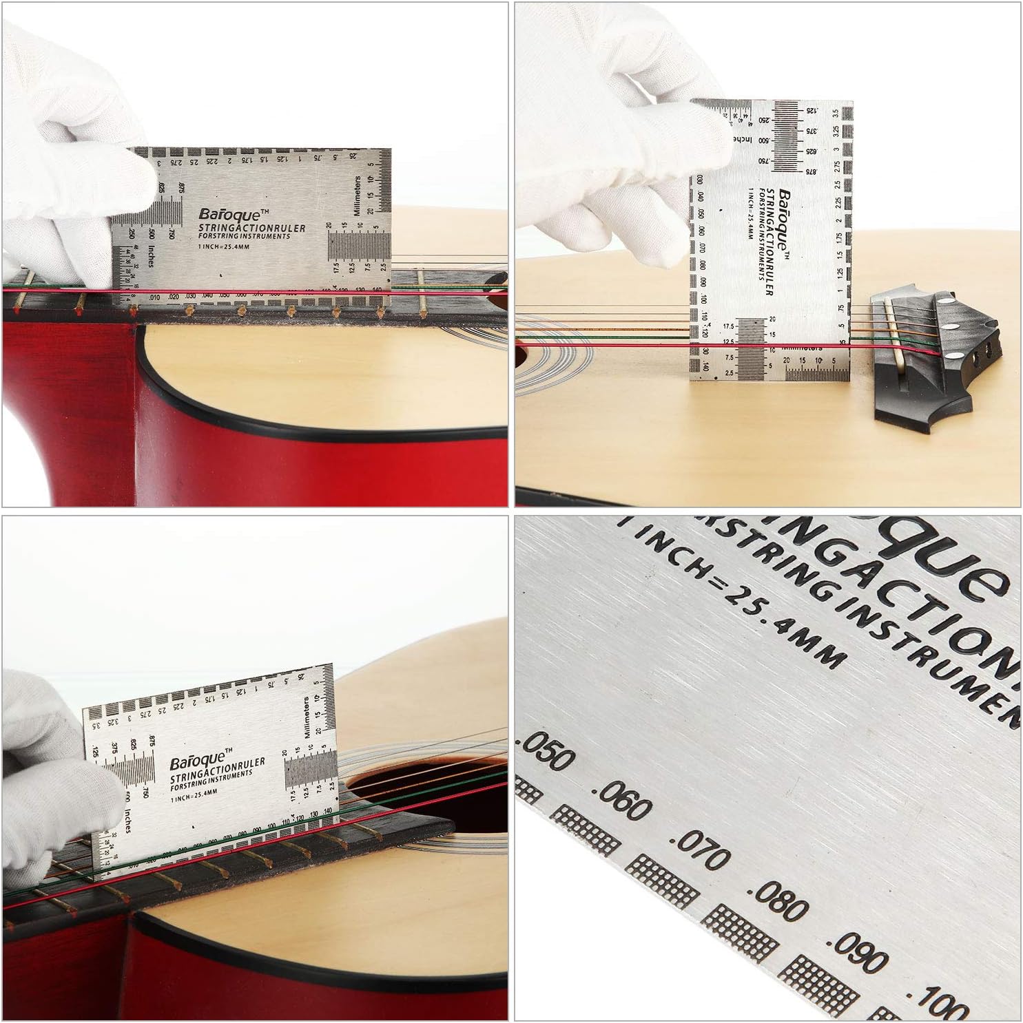 Mudder 10 Pieces Guitar Luthier Tools Set Include 9 Understring Guitar Radius Gauge and 1 String Action Height Gauge Ruler Measuring Tool Kit for Bass Setup(Silver)